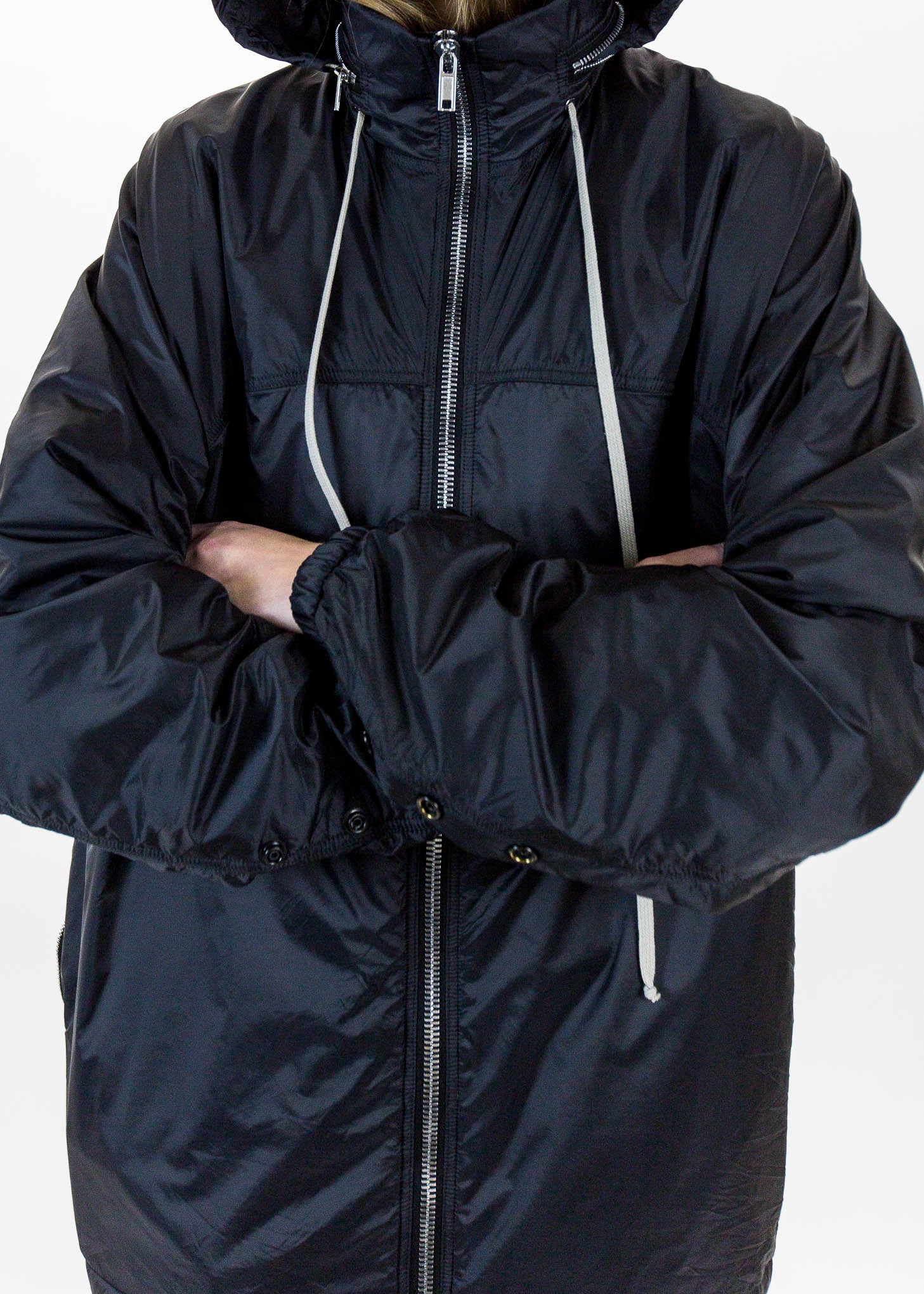 Black Oversized Nylon Windbreaker - Image 10
