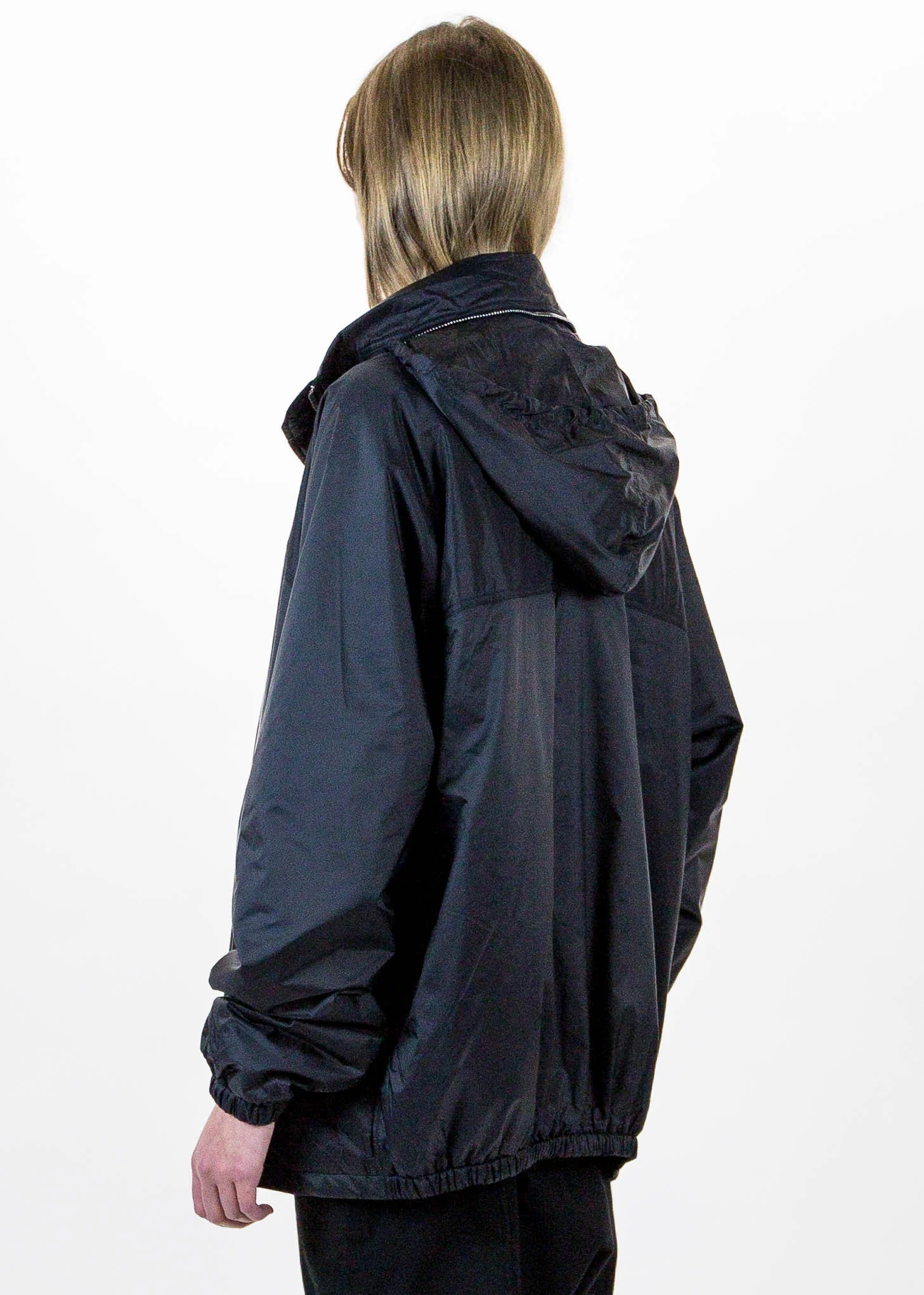 Black Oversized Nylon Windbreaker - Image 4