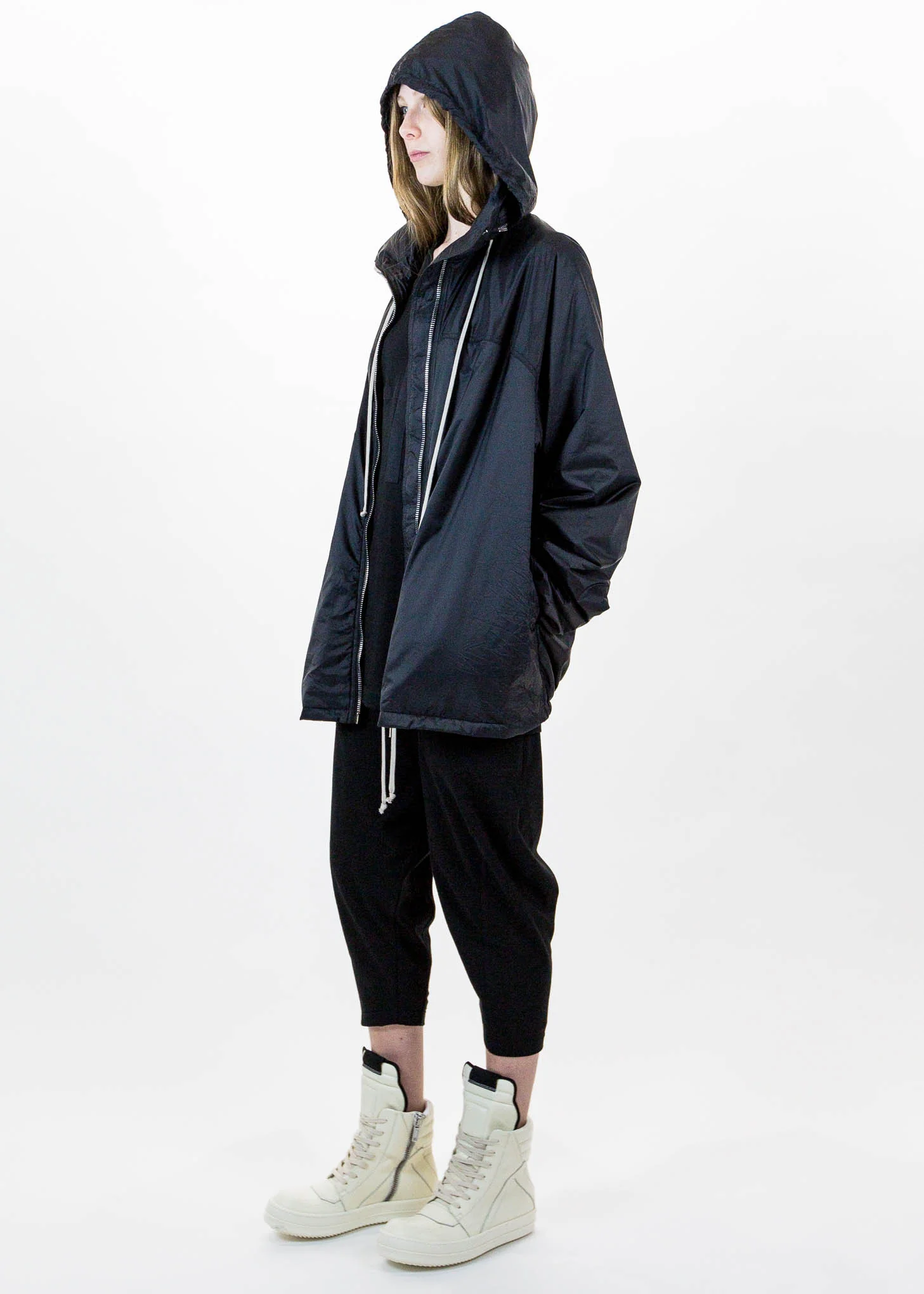 Black Oversized Nylon Windbreaker - Image 5