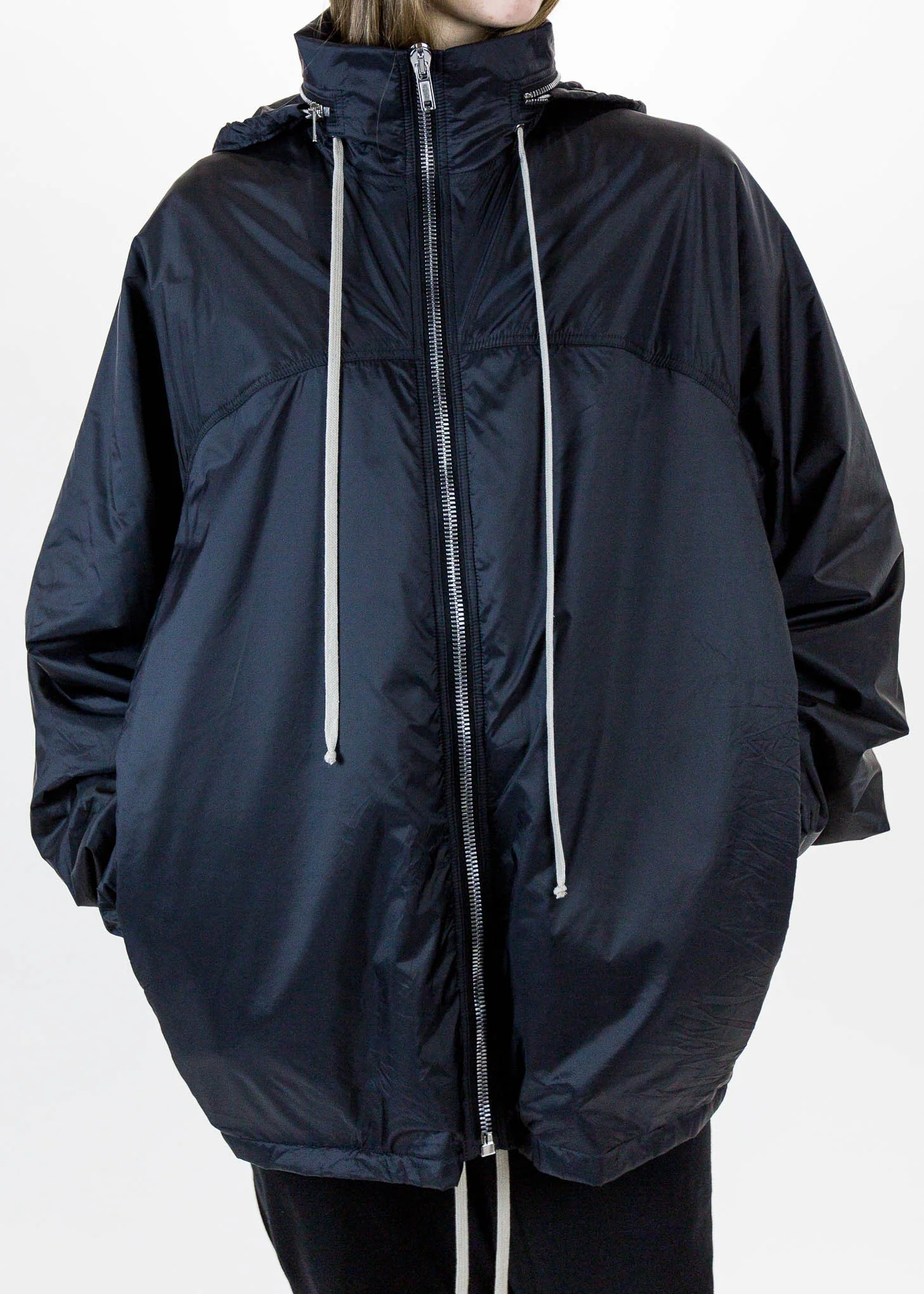 Black Oversized Nylon Windbreaker - Image 6
