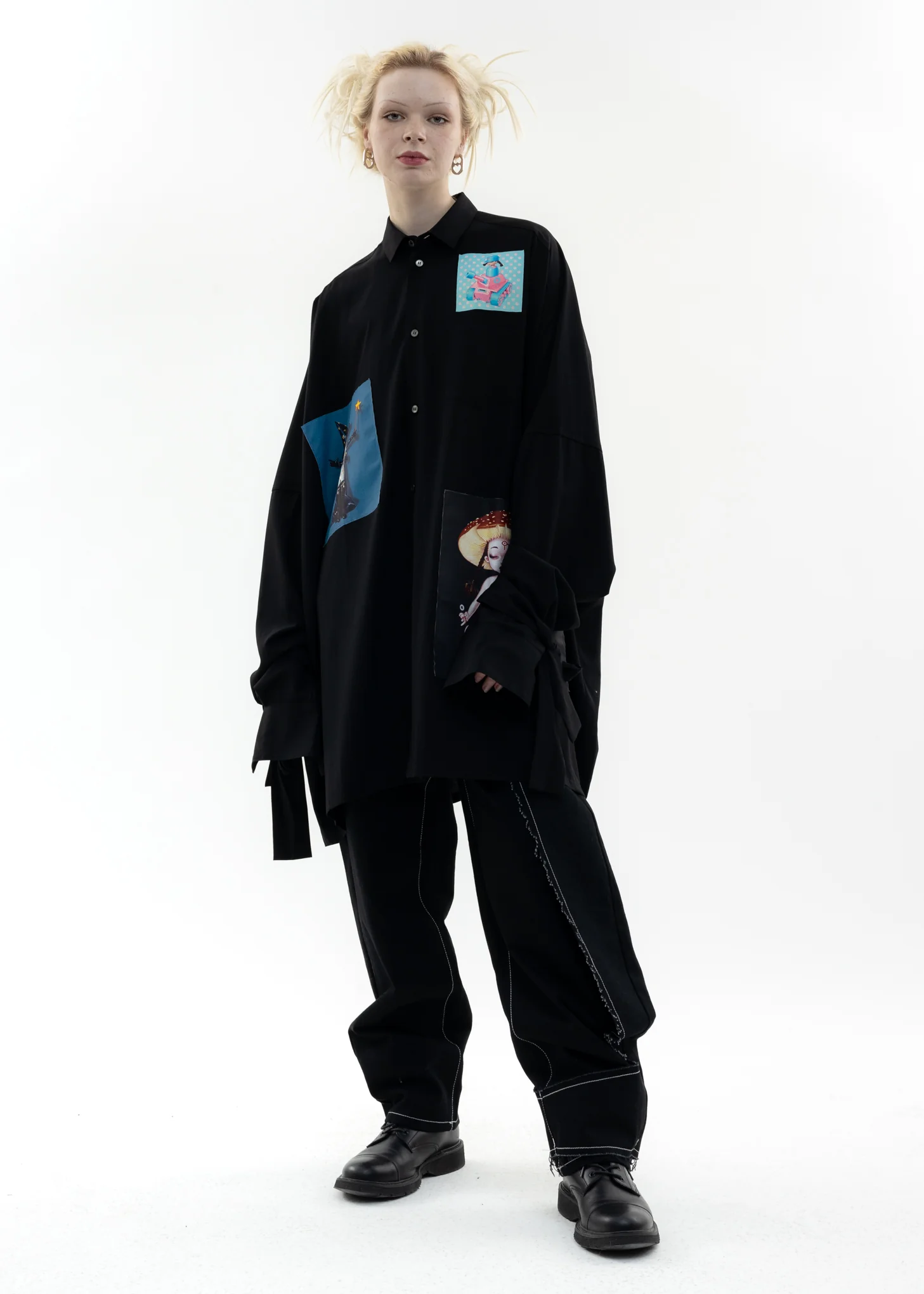 Black Oversized Patch Shirts Artwork by TREVOR BROWN - Image 4