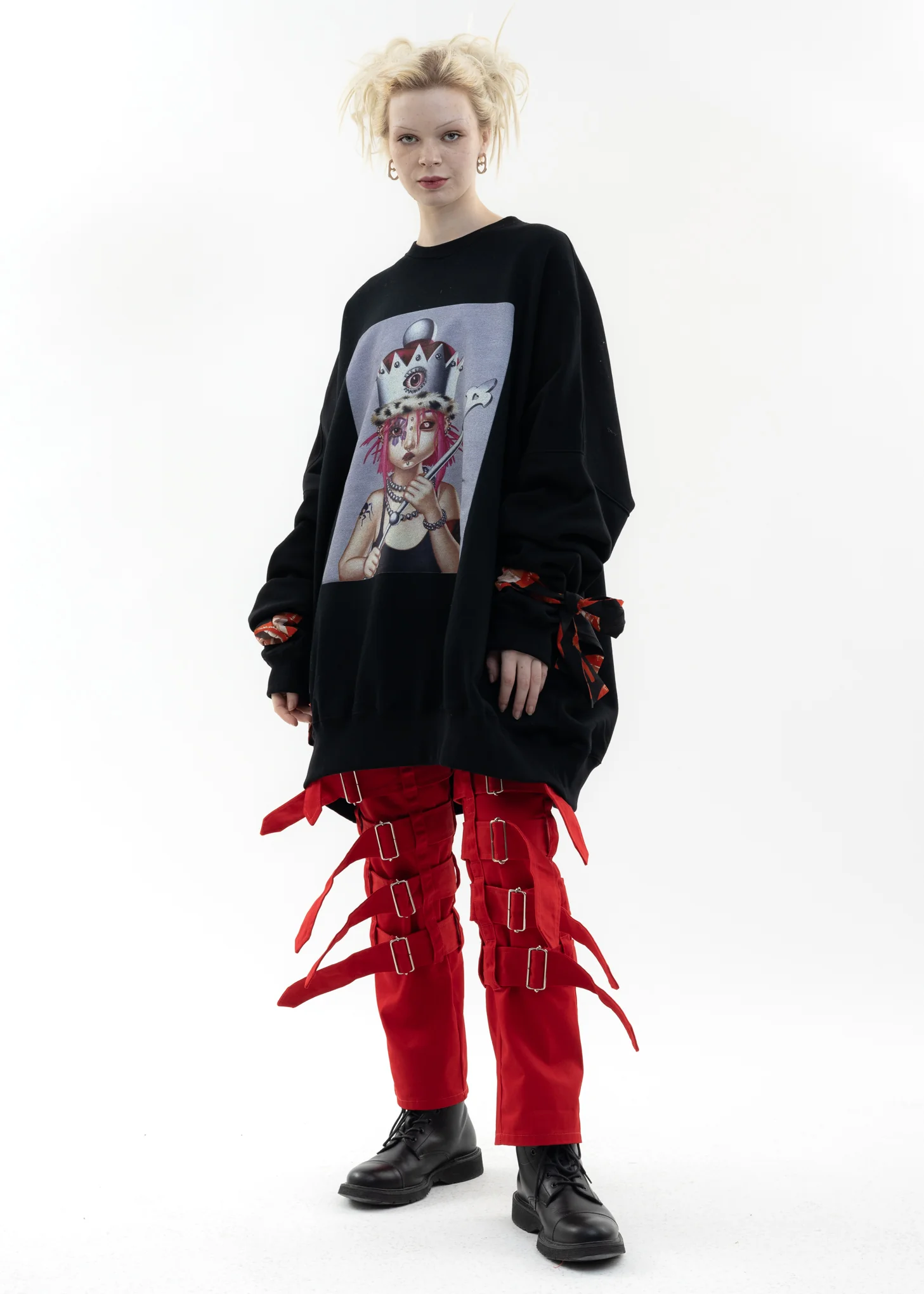 Black Oversized Pullover Sweater - Queen Alice Artwork by TREVOR BROWN - Image 3