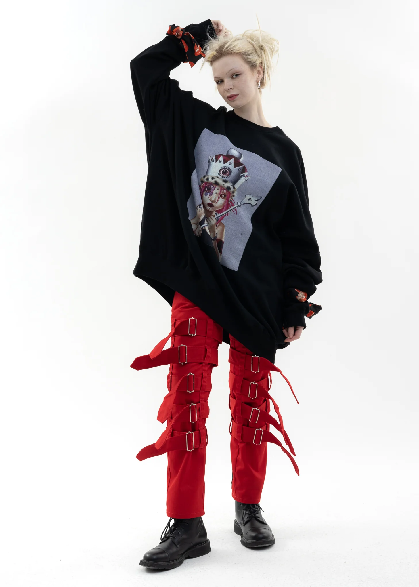 Black Oversized Pullover Sweater - Queen Alice Artwork by TREVOR BROWN - Image 5