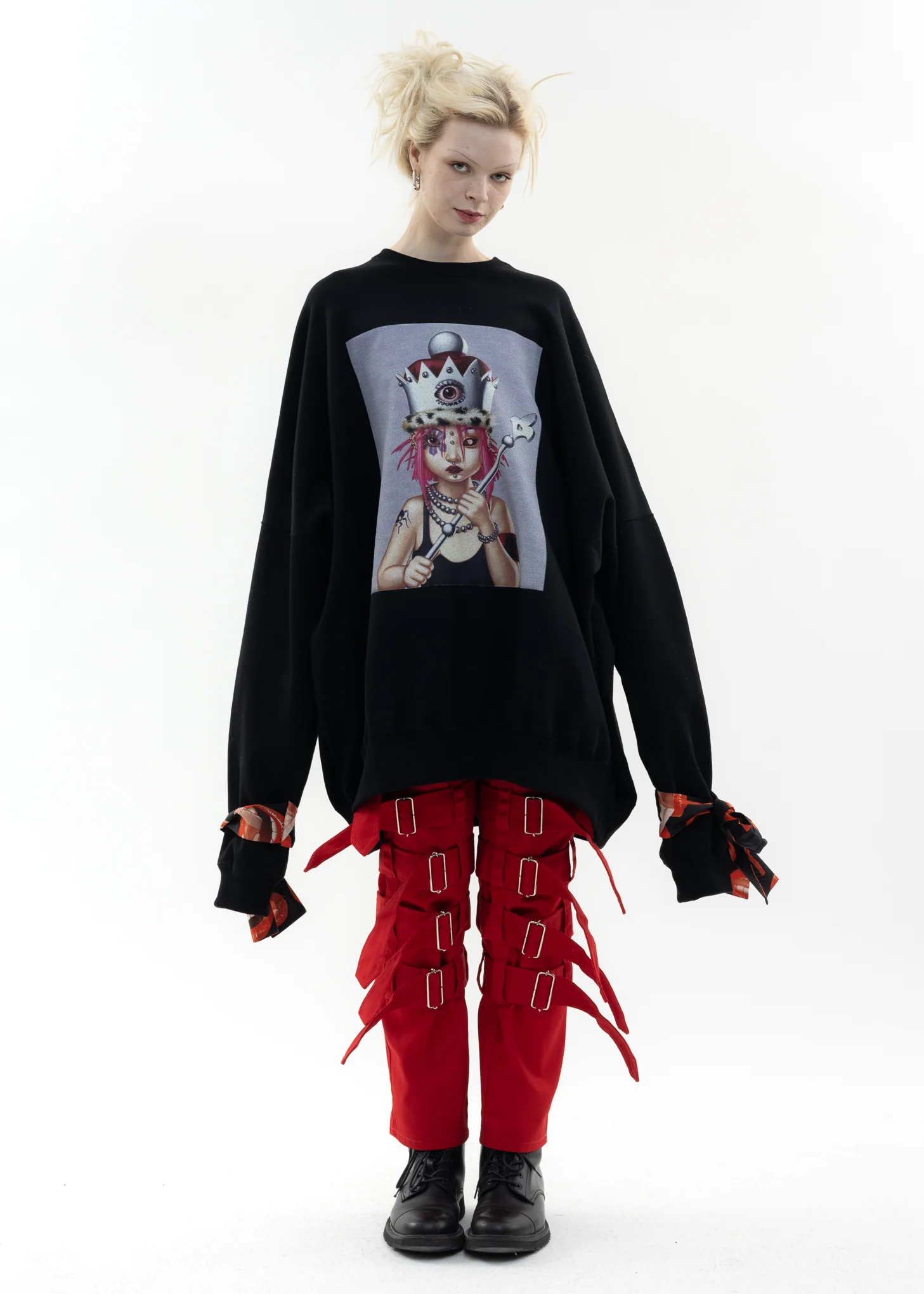 Black Oversized Pullover Sweater - Queen Alice Artwork by TREVOR BROWN - Image 8