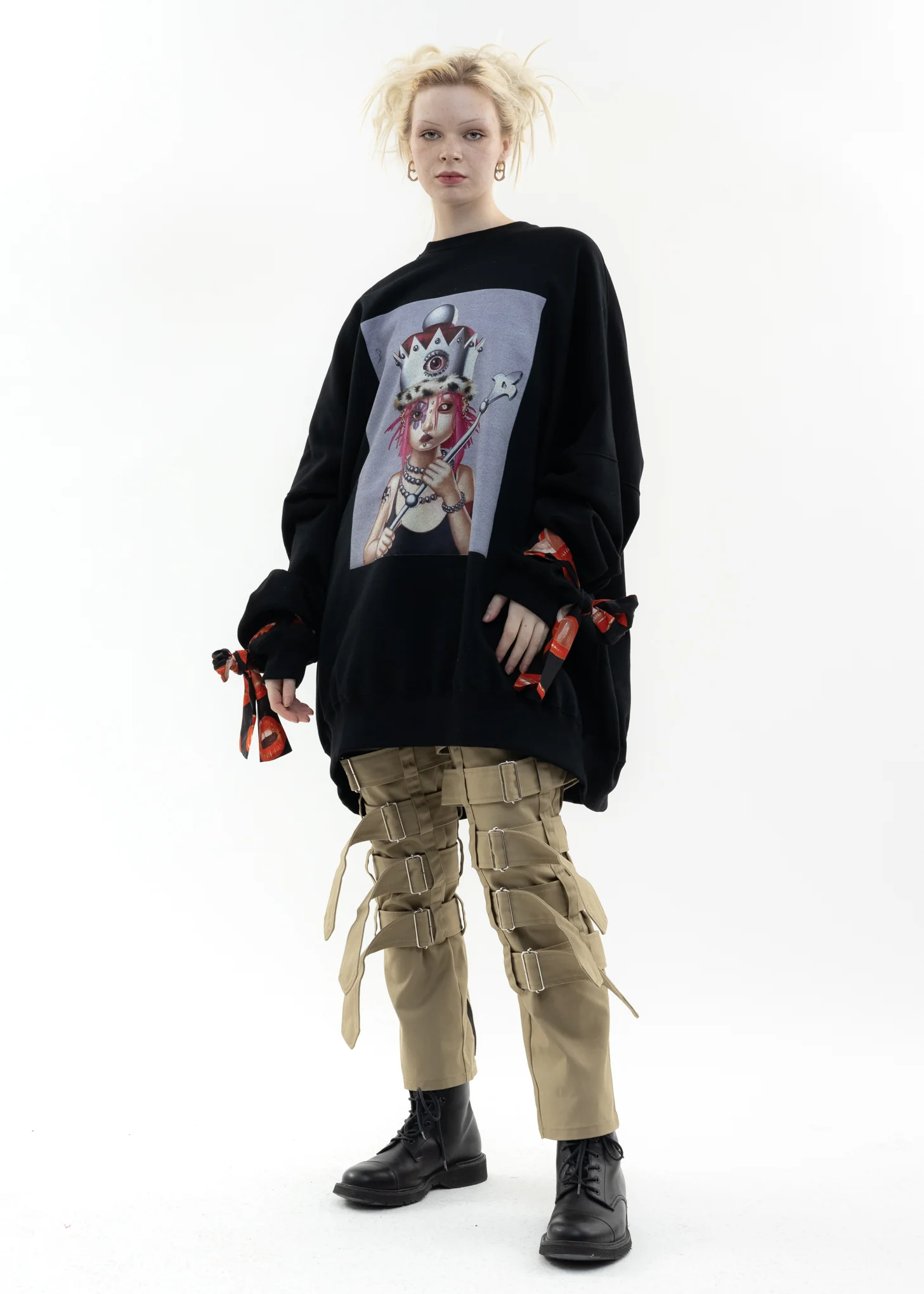 Black Oversized Pullover Sweater - Queen Alice Artwork by TREVOR BROWN - Image 9