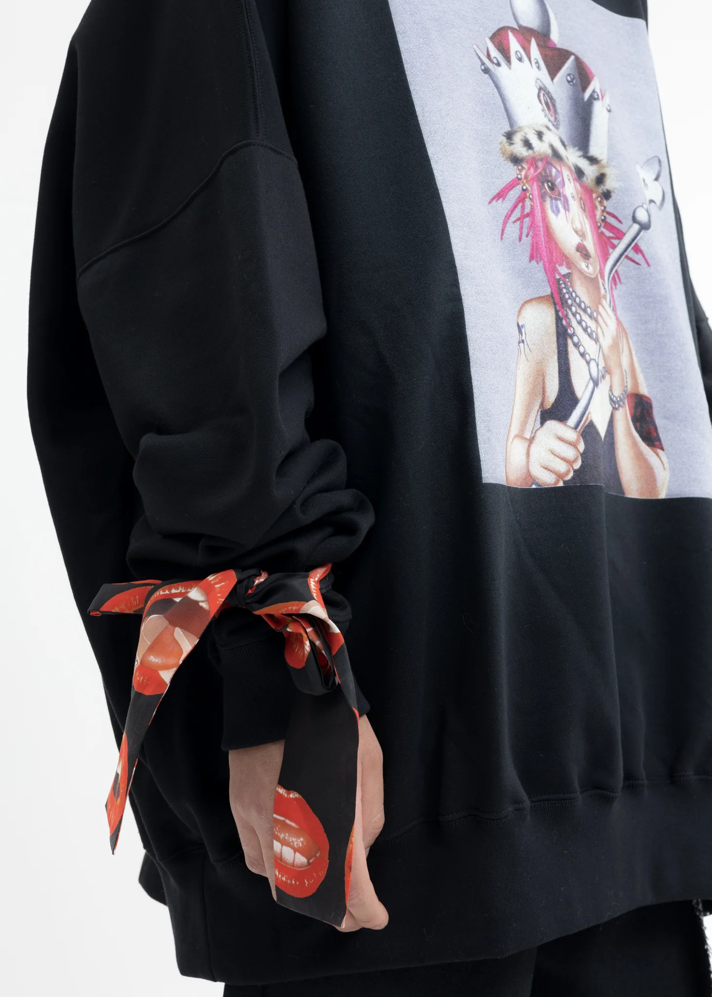 Black Oversized Pullover Sweater - Queen Alice Artwork by TREVOR BROWN - Image 2