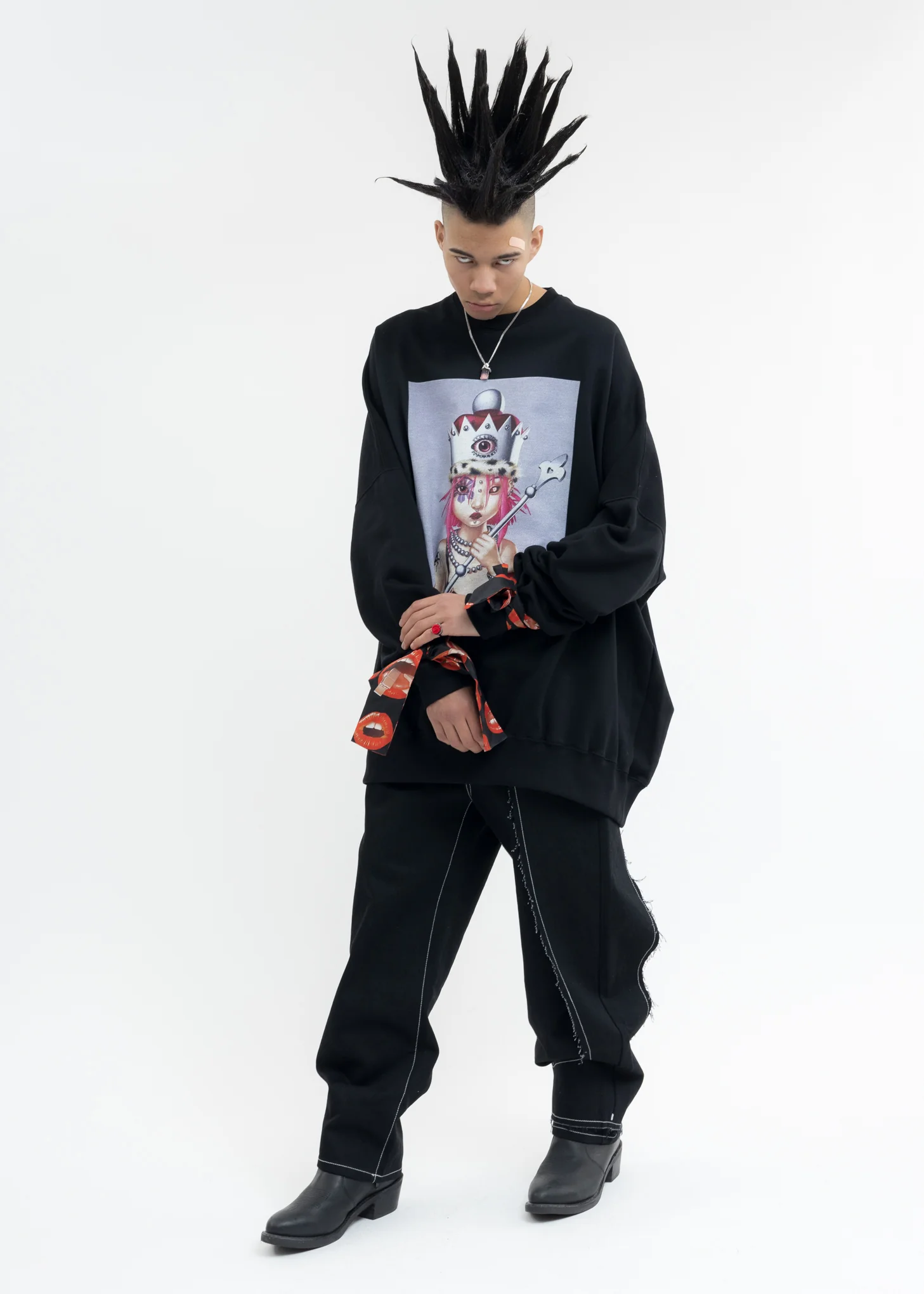 Black Oversized Pullover Sweater - Queen Alice Artwork by TREVOR BROWN - Image 7