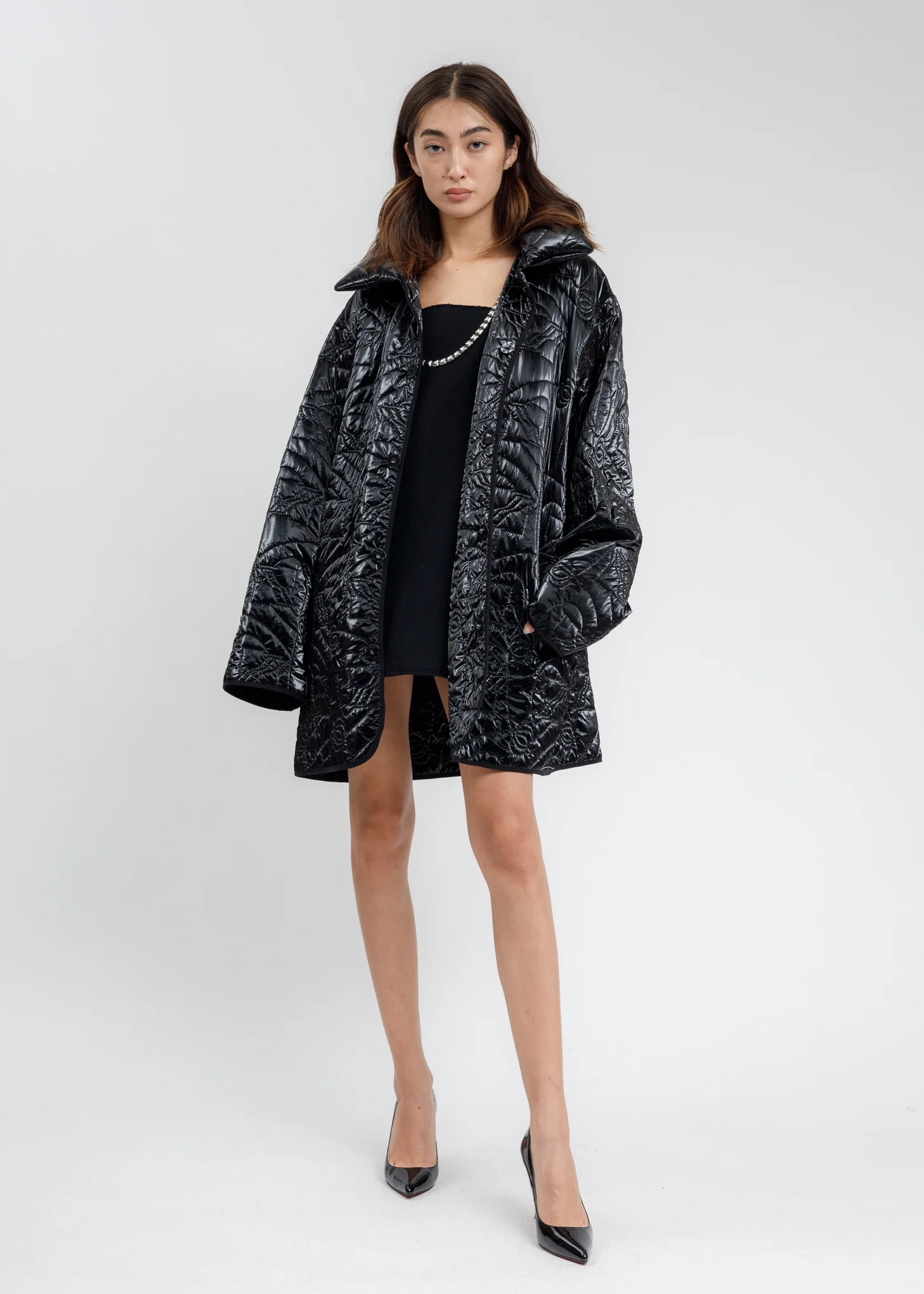 Black Oversized Quilting Jacket - Image 6