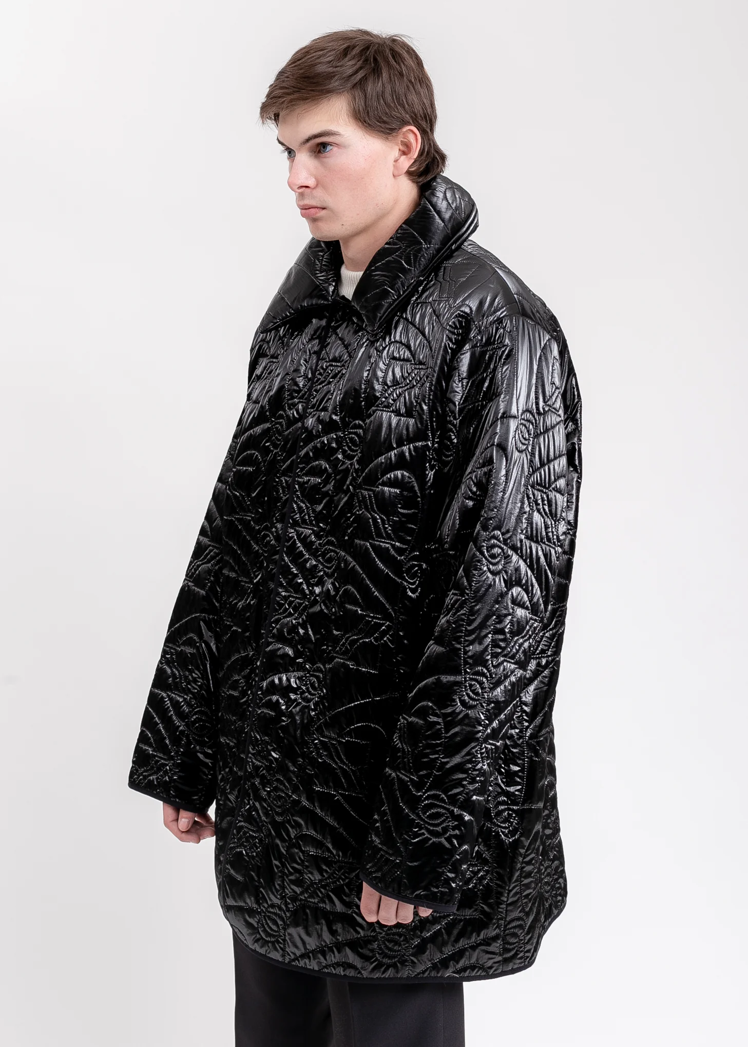 Black Oversized Quilting Jacket - Image 3
