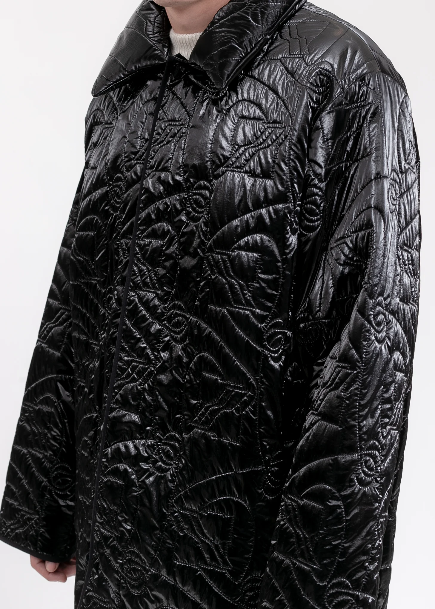 Black Oversized Quilting Jacket - Image 4