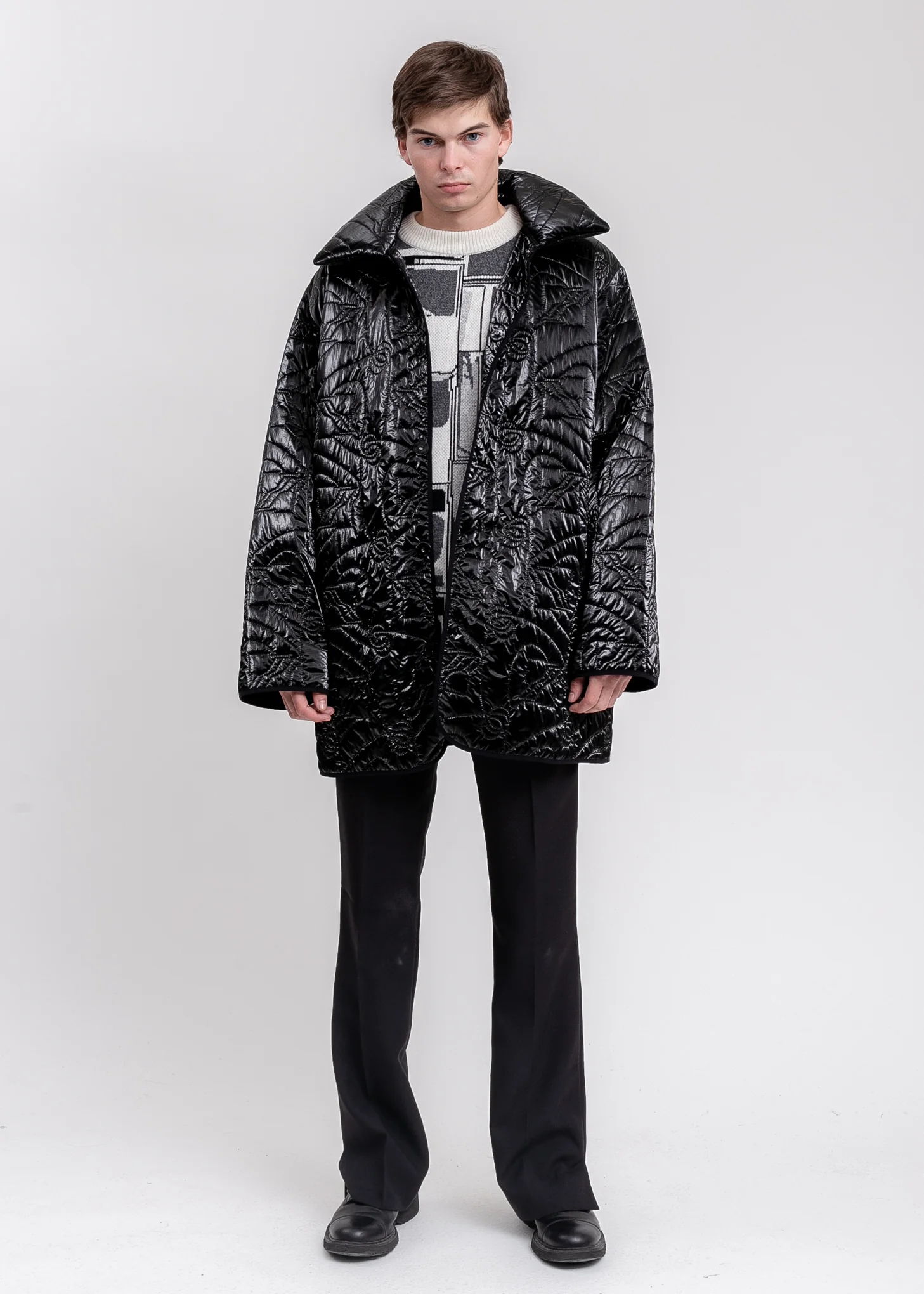 Black Oversized Quilting Jacket - Image 7