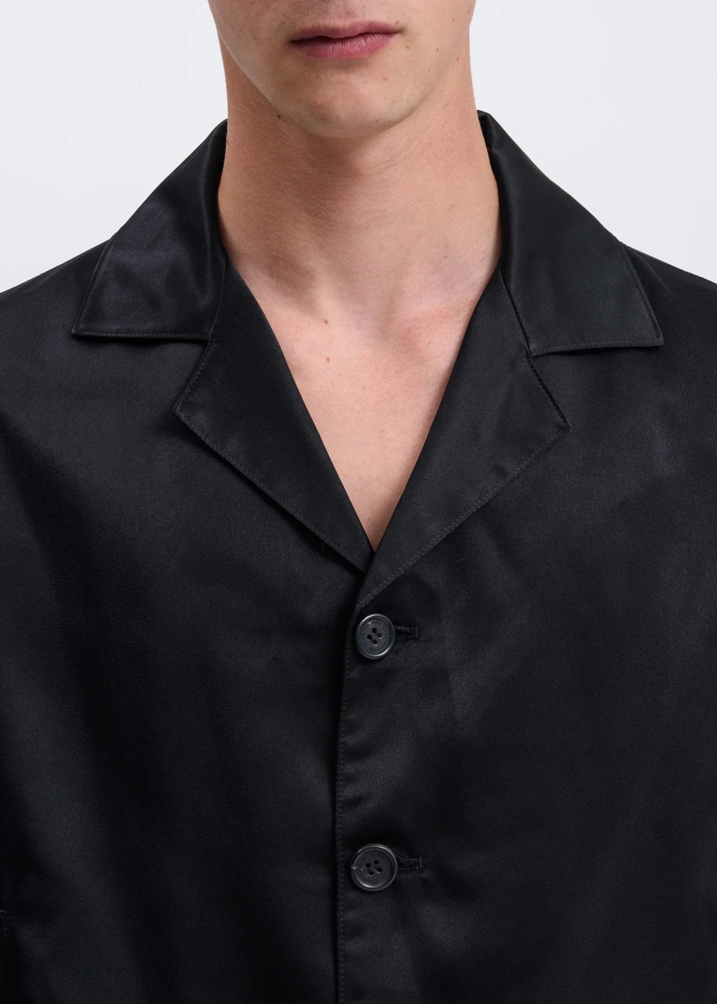 Black Oversized Satin Vietnam Shirt - Image 3
