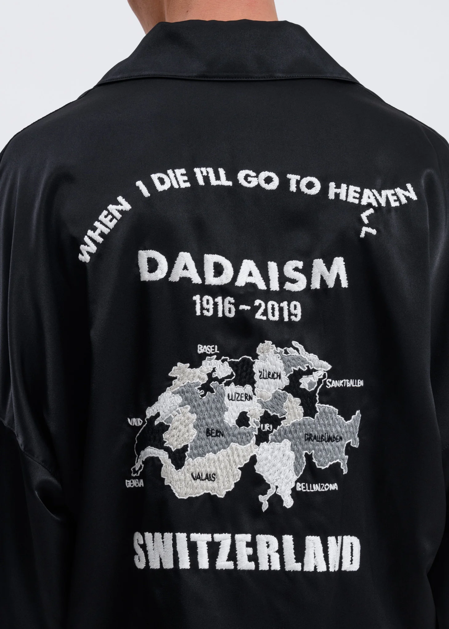 Black Oversized Satin Vietnam Shirt - Image 5