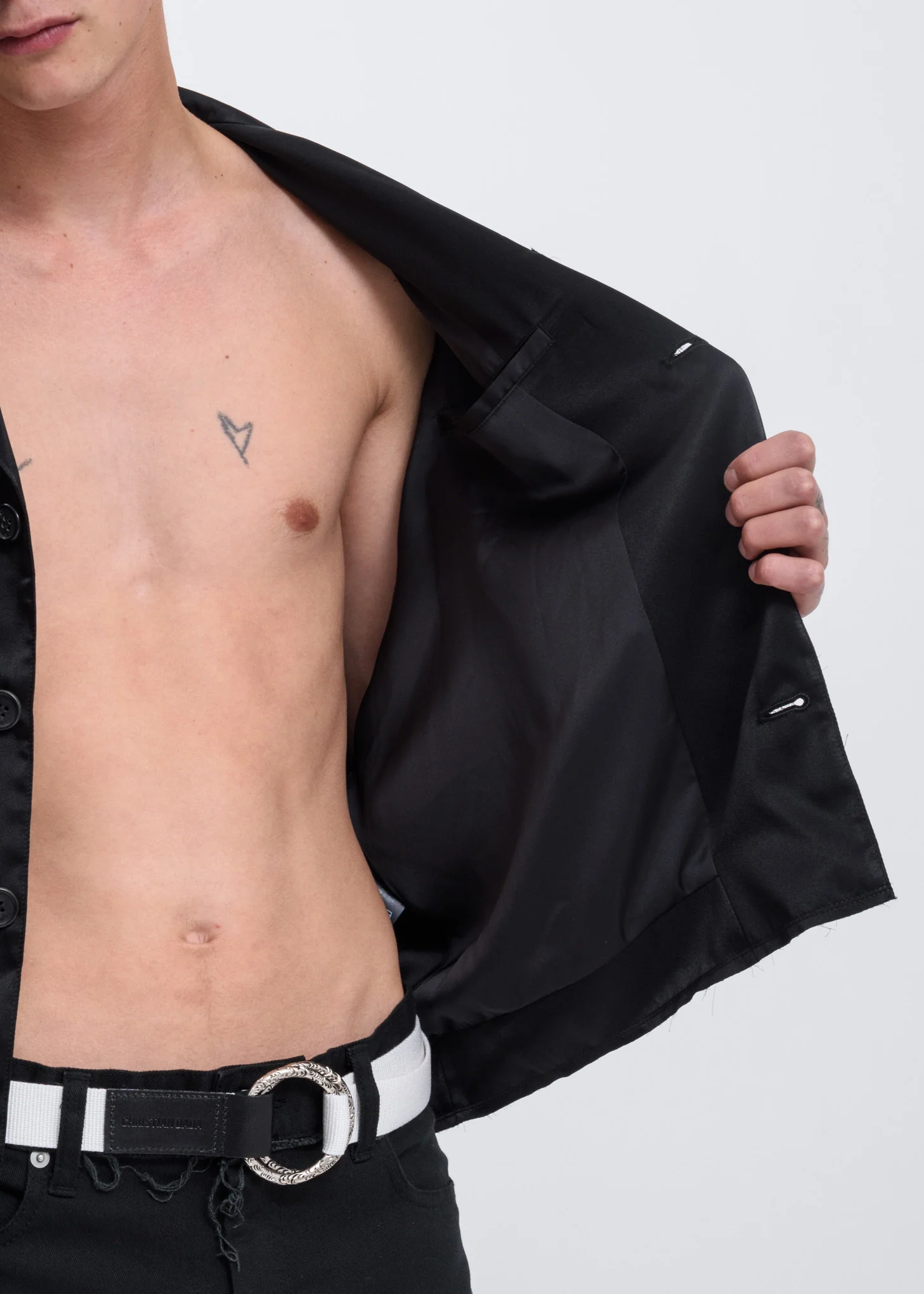 Black Oversized Satin Vietnam Shirt - Image 6
