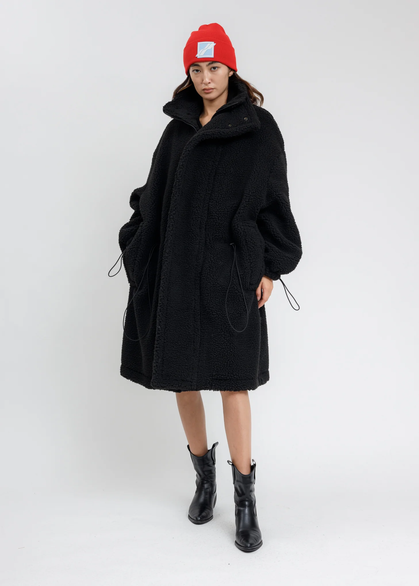 Black Oversized Shearling Jumper Coat - Image 8