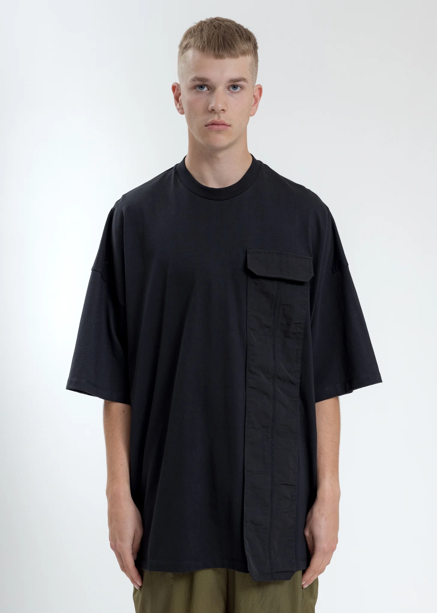 Black Oversized T-Shirt With Nylon Pocket