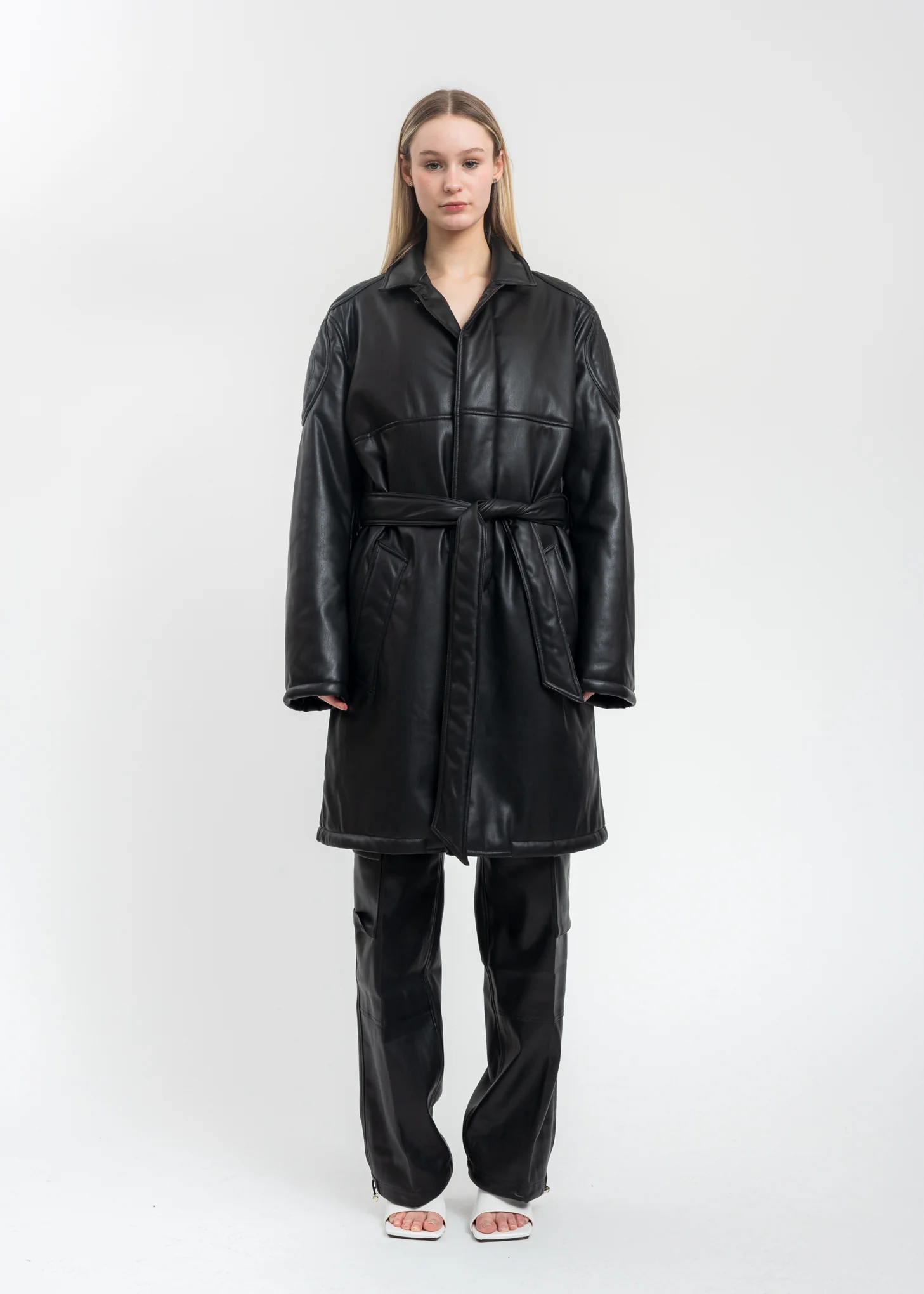 Black Padded Coat With Patches