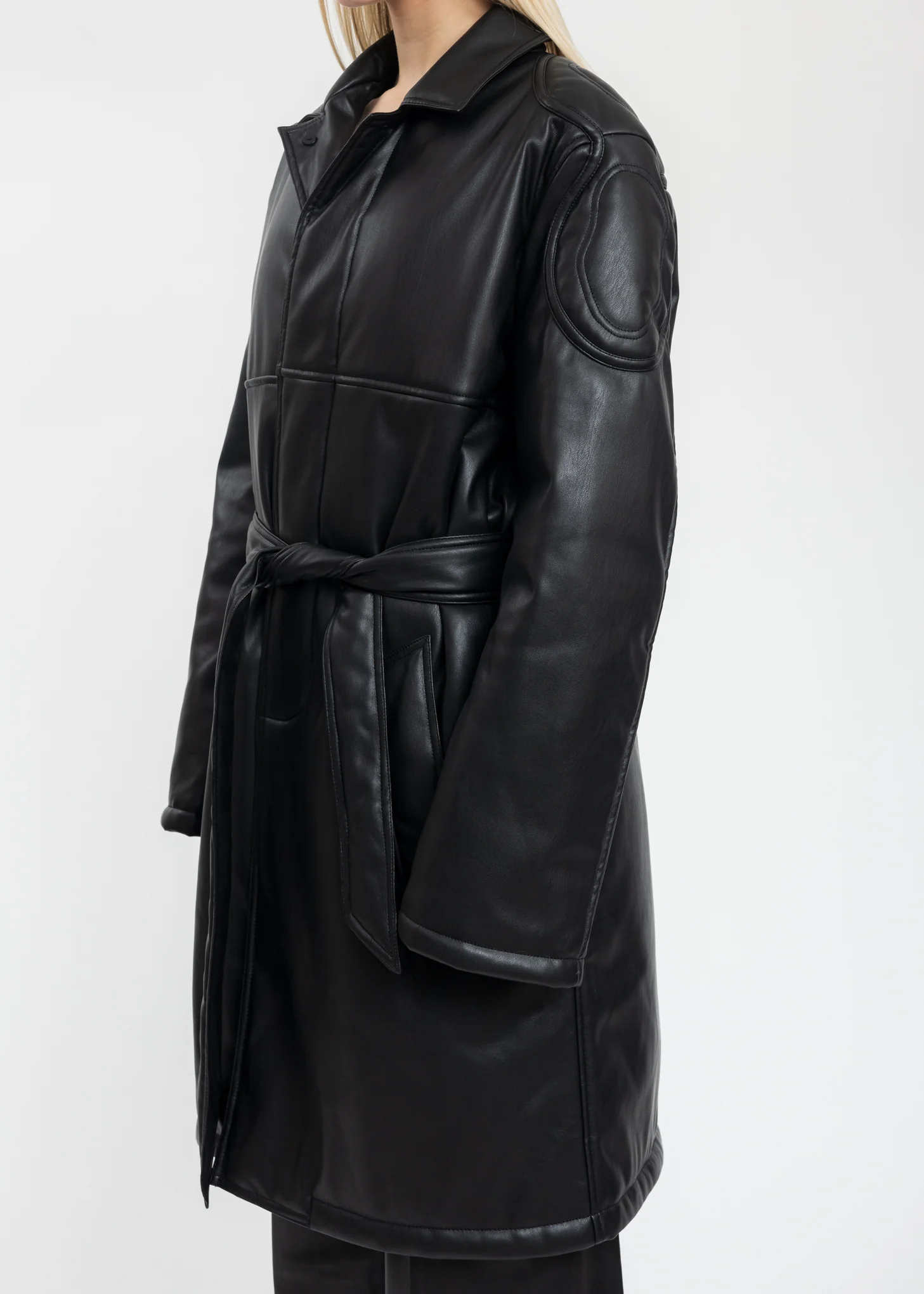 Black Padded Coat With Patches - Image 2