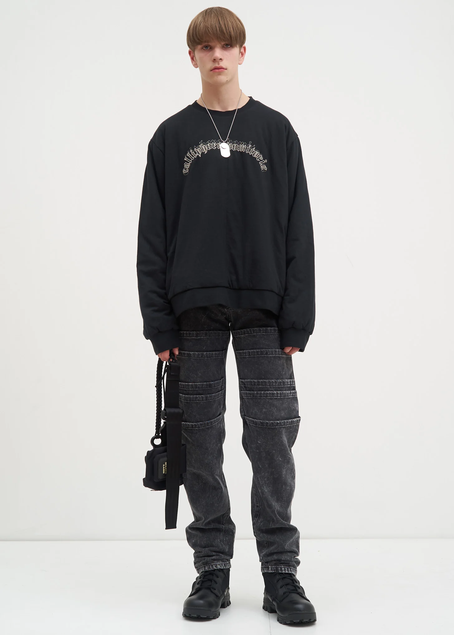 Black Padded Totenfliege Crewneck - Image 2