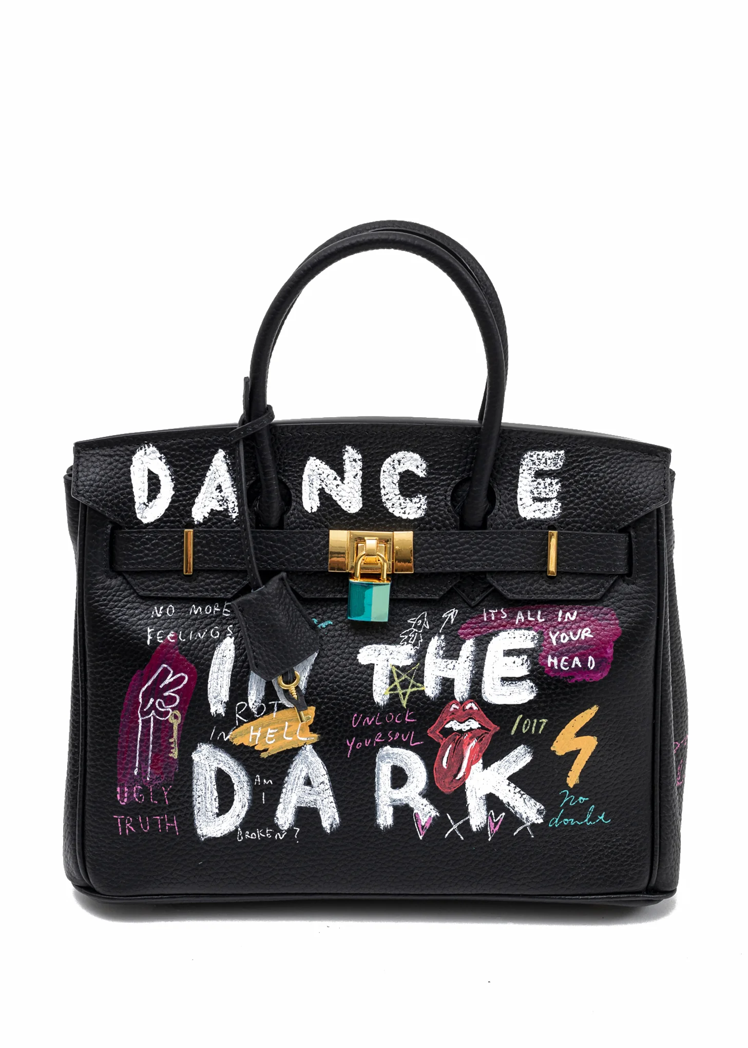 Black Paint Anarchy Leather Bag -Rolling Stone