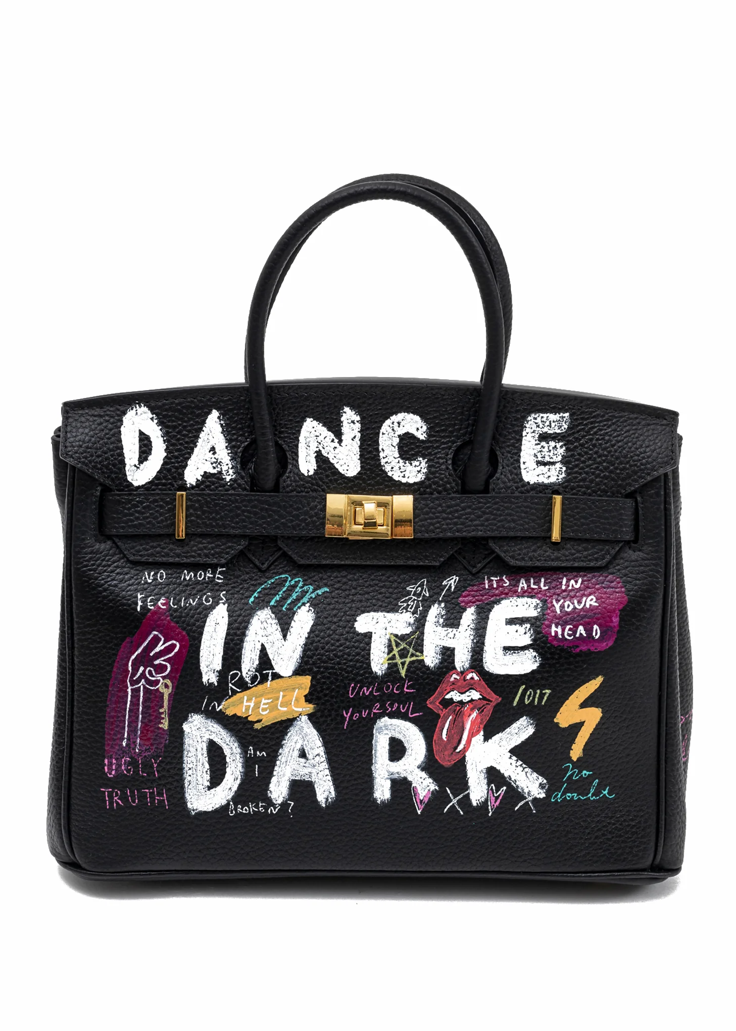 Black Paint Anarchy Leather Bag -Rolling Stone - Image 3