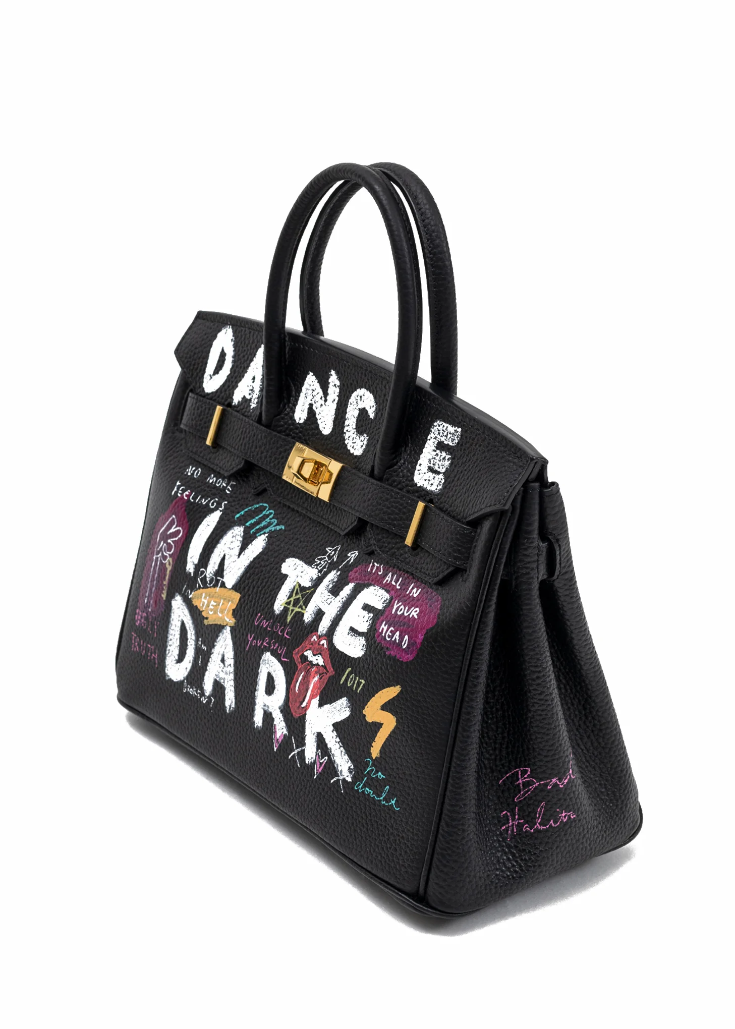 Black Paint Anarchy Leather Bag -Rolling Stone - Image 4