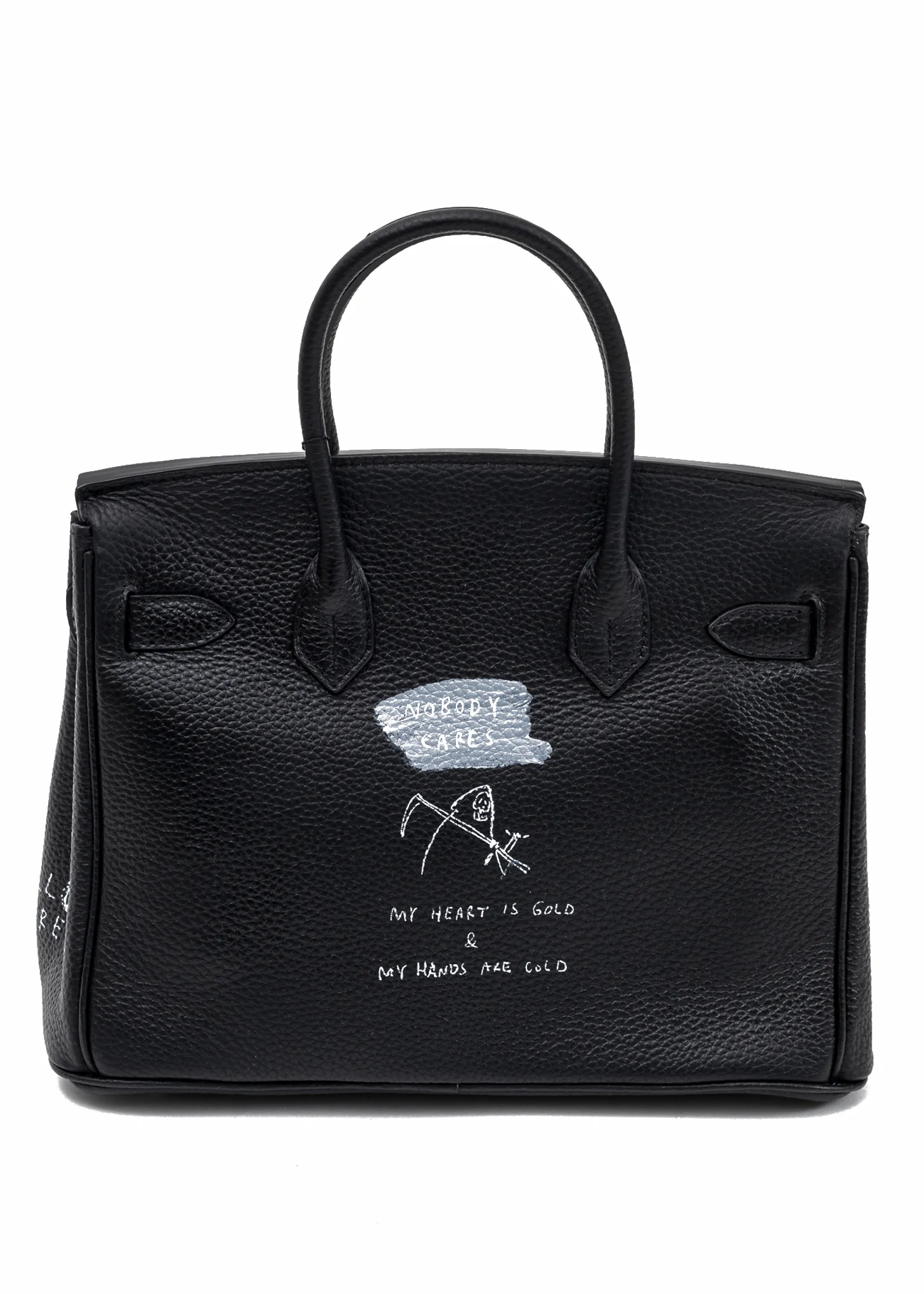 Black Paint Anarchy Leather Bag -SRMY - Image 6