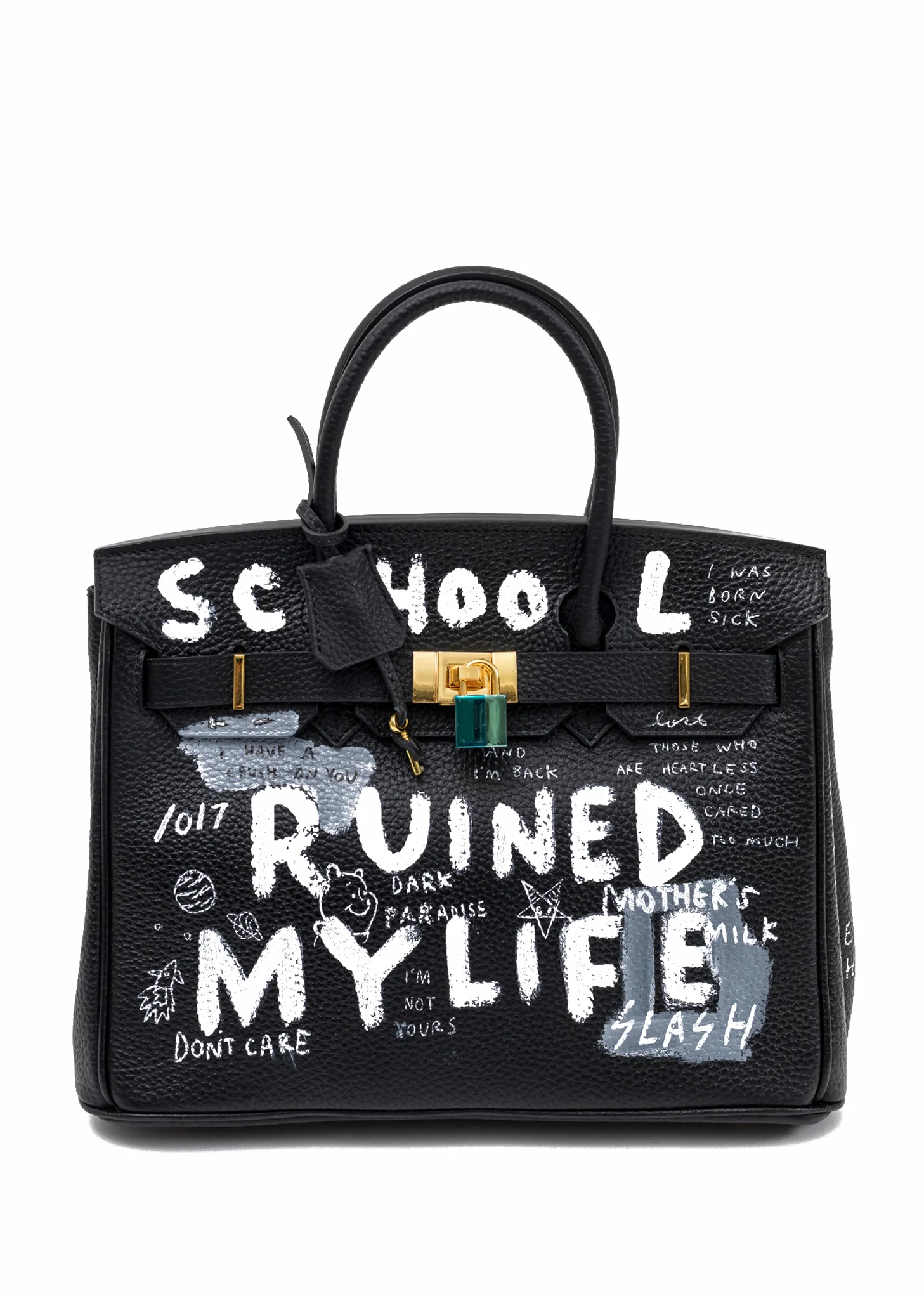 Black Paint Anarchy Leather Bag -SRMY