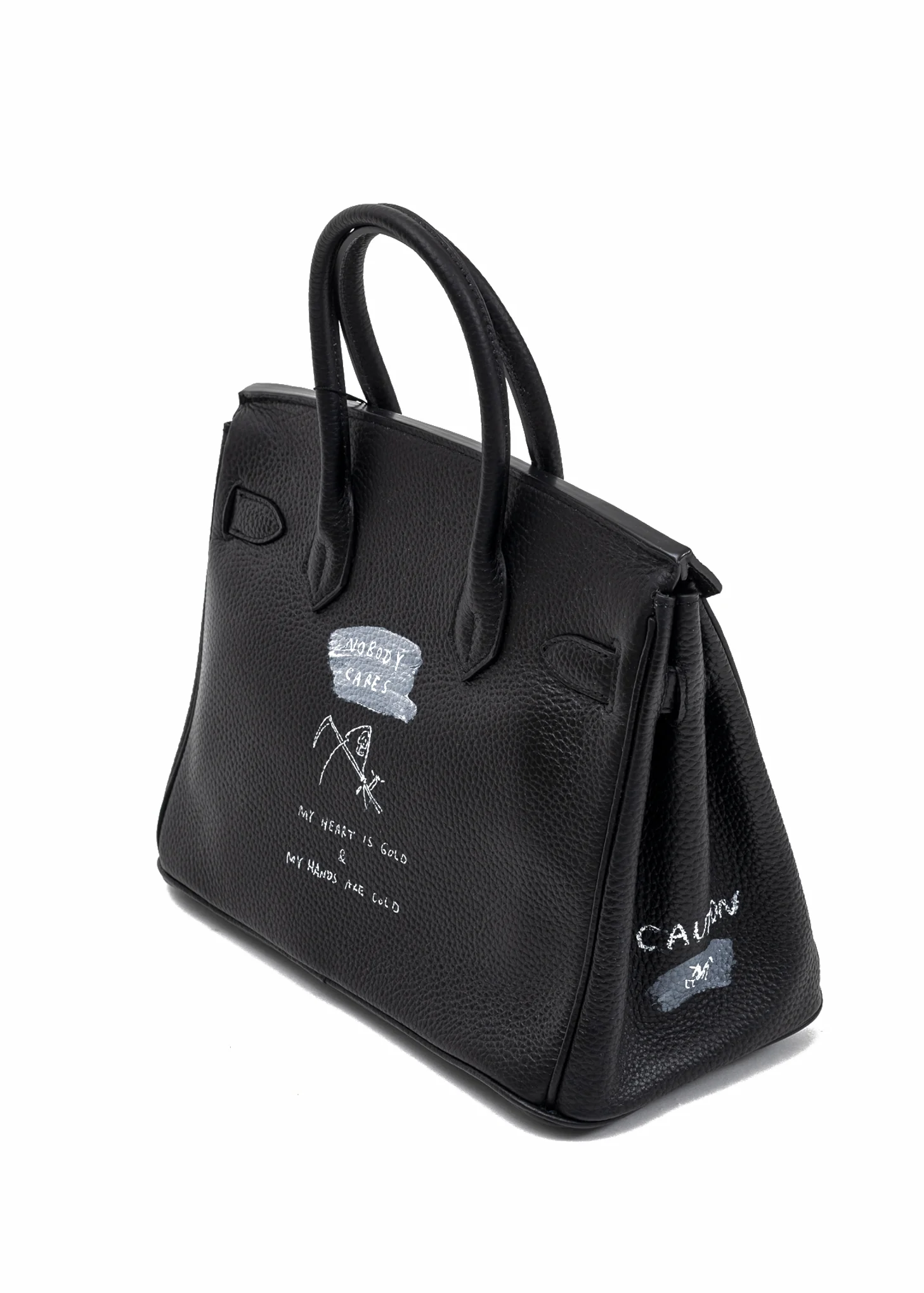 Black Paint Anarchy Leather Bag -SRMY - Image 6