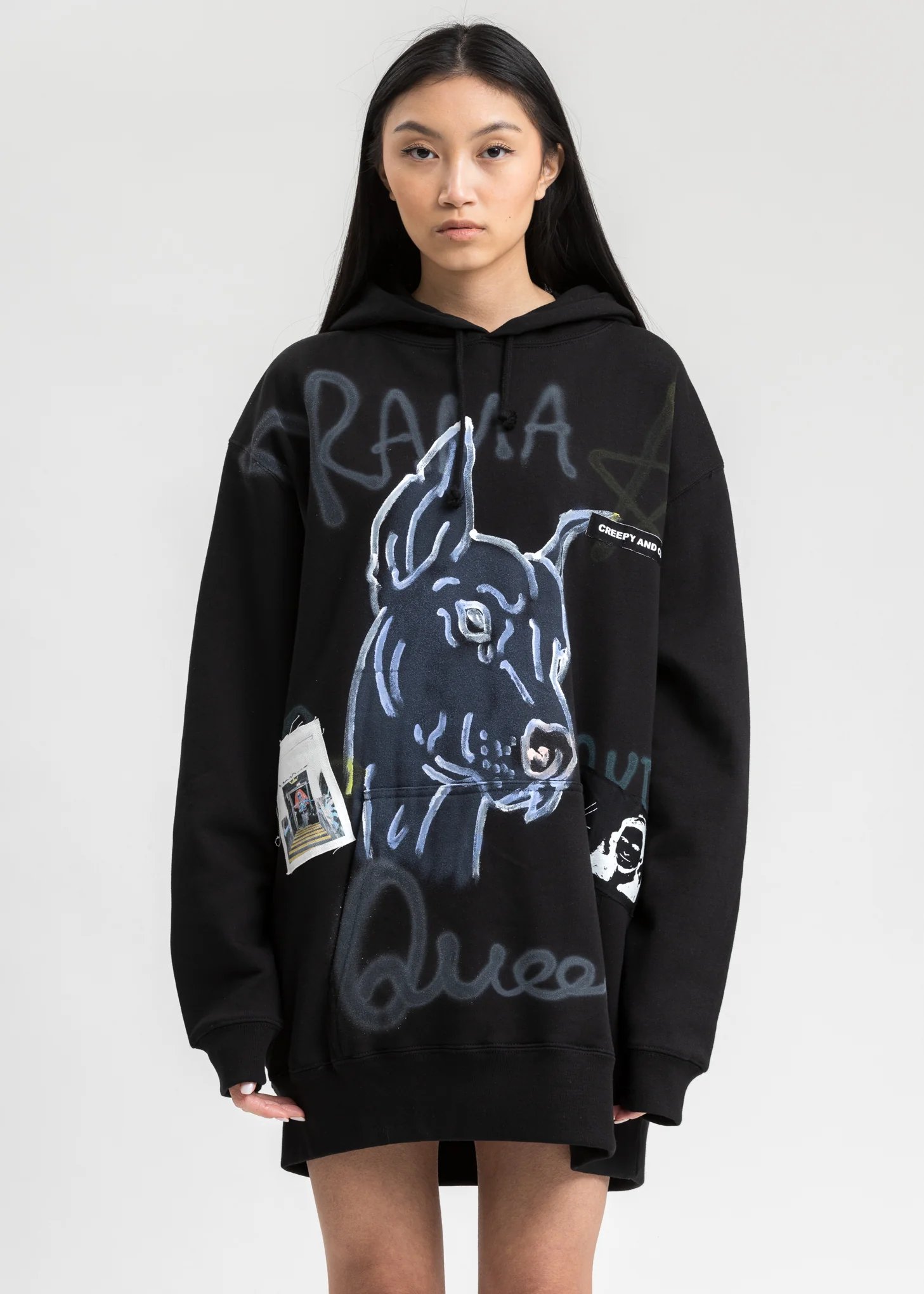 Black Paint Hoodie (Doberman）