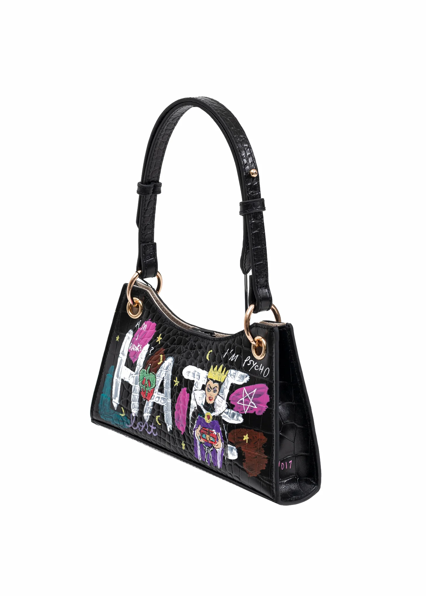 Black Paint Minny Leather Bag -Evil Queen - Image 2