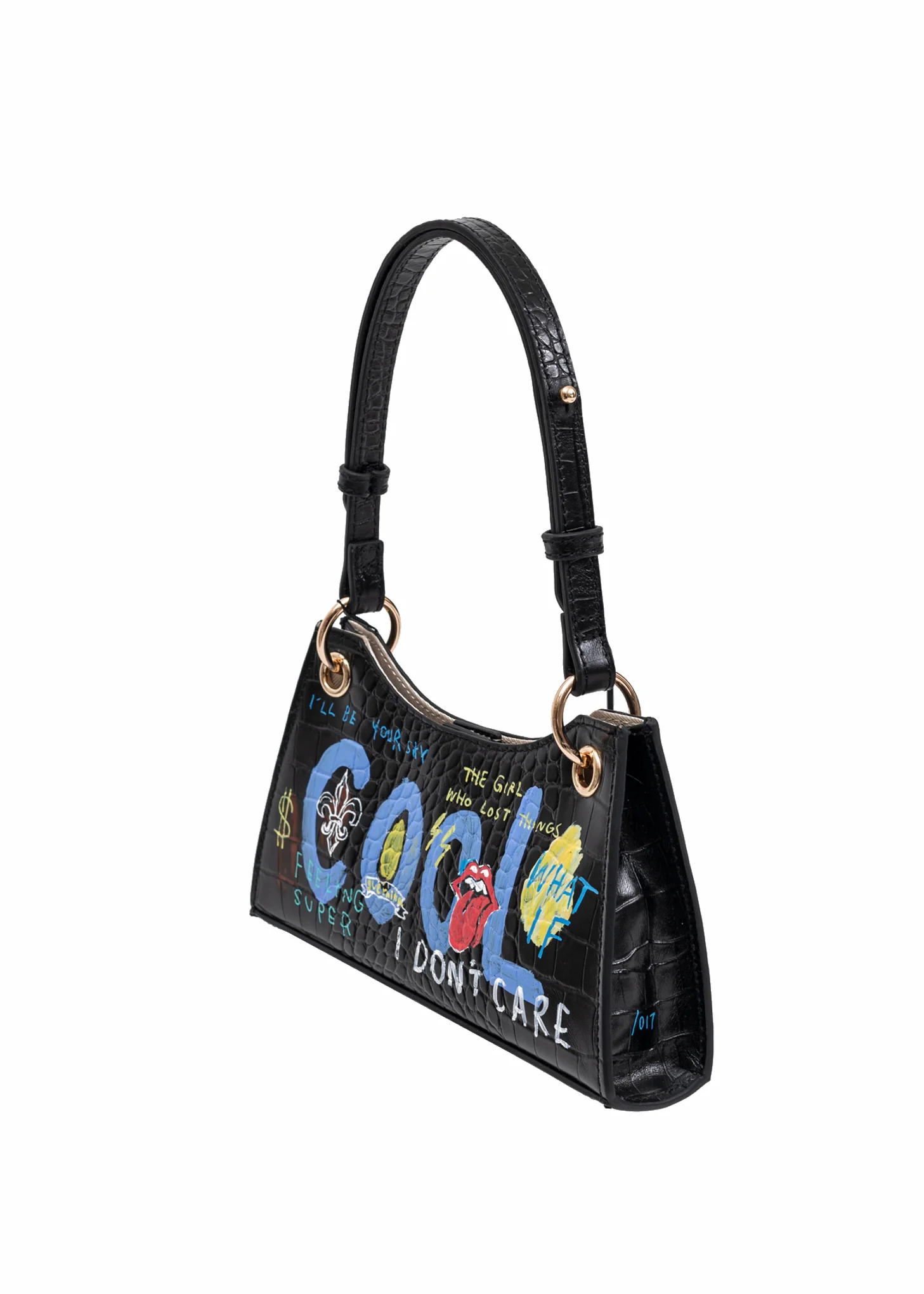 Black Paint Minny Leather Bag -Rolling Stone - Image 3