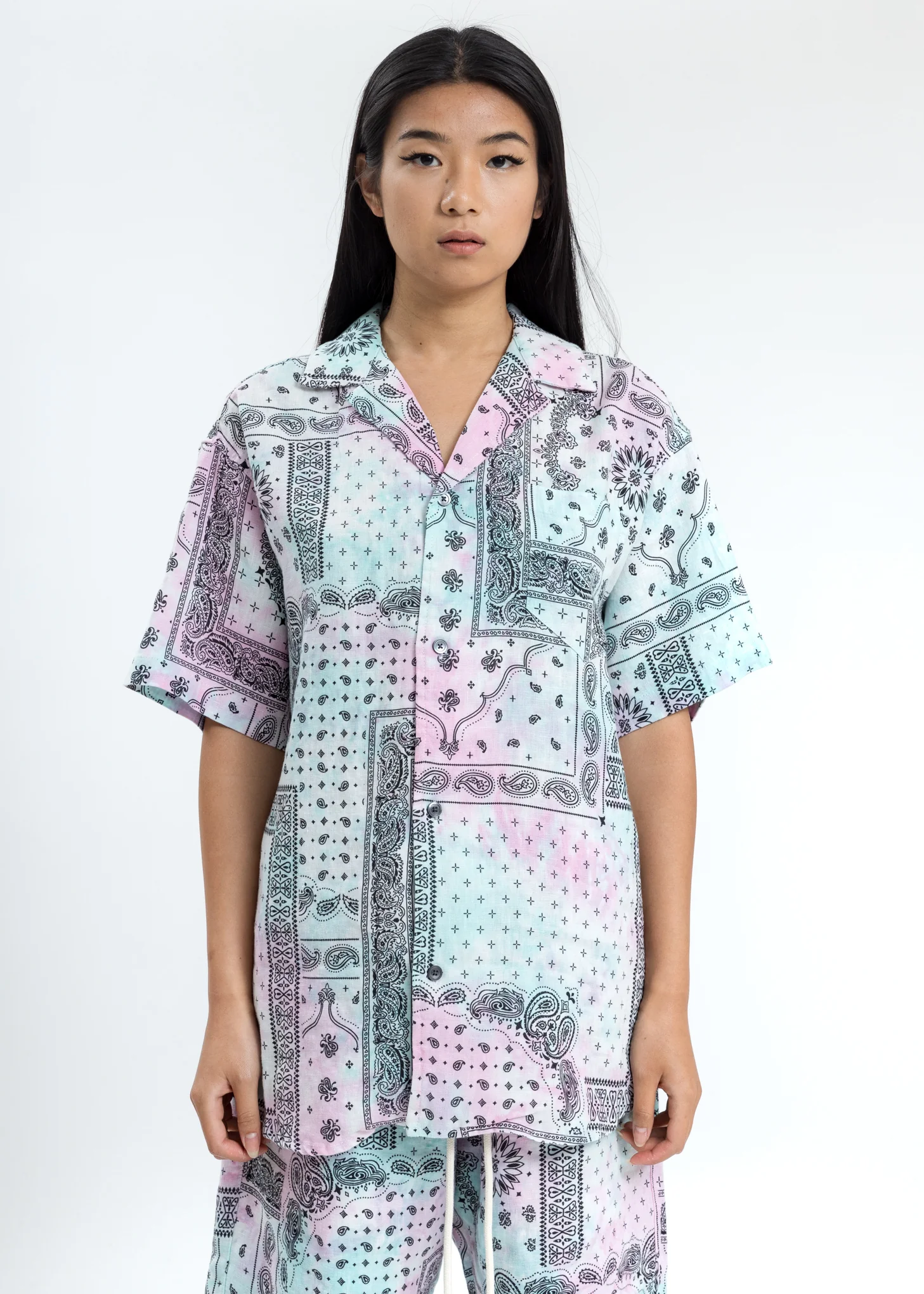 Black Paisley Patchwork Shirt