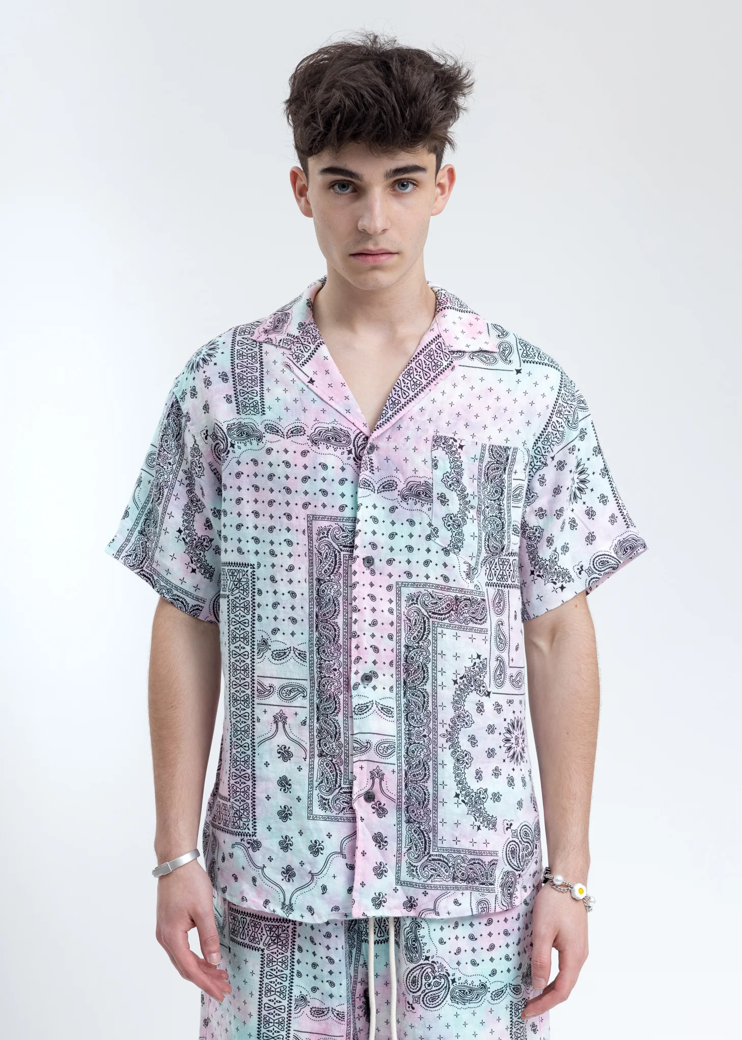 Black Paisley Patchwork Shirt