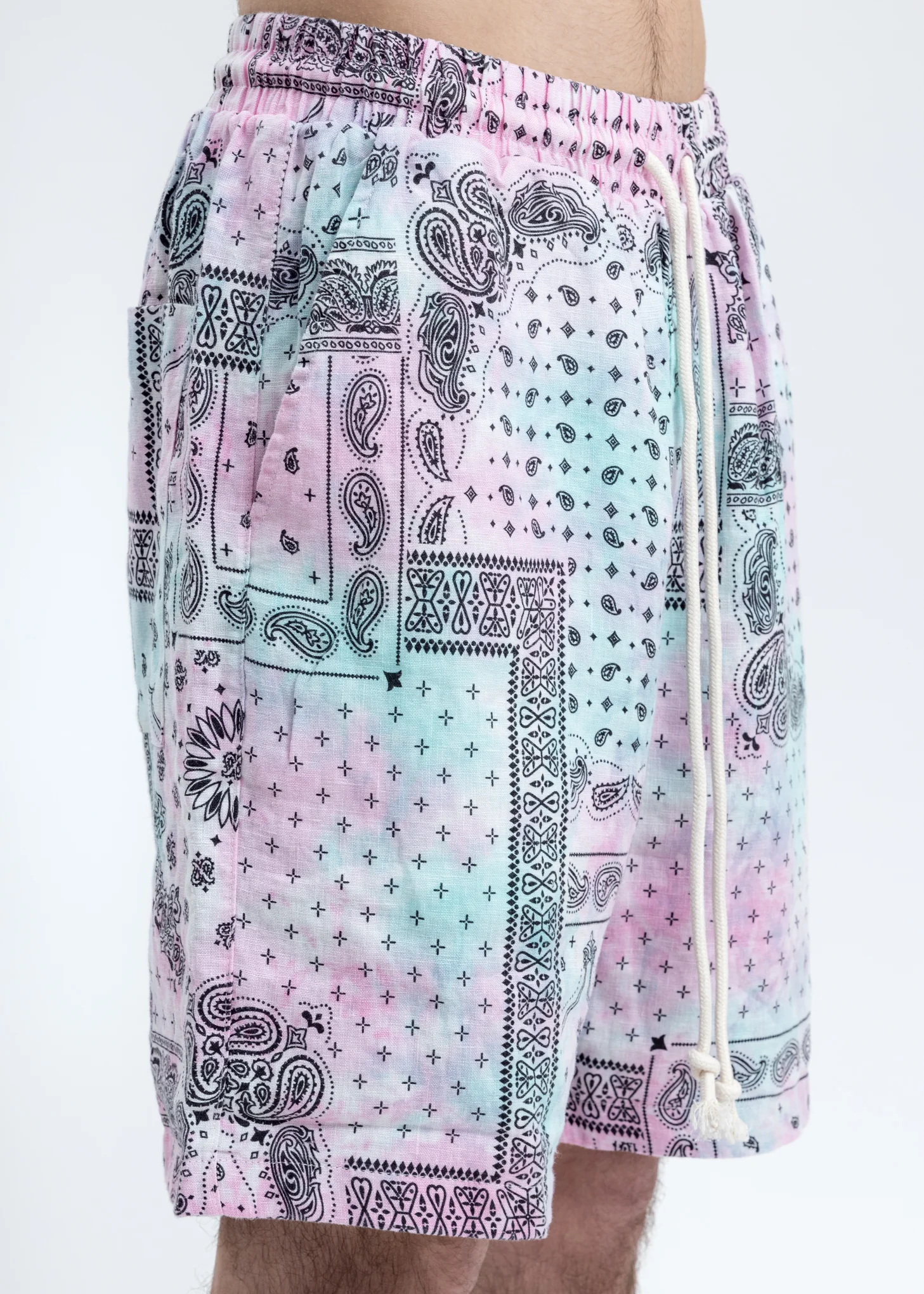 Black Paisley Patchwork Shorts - Image 2