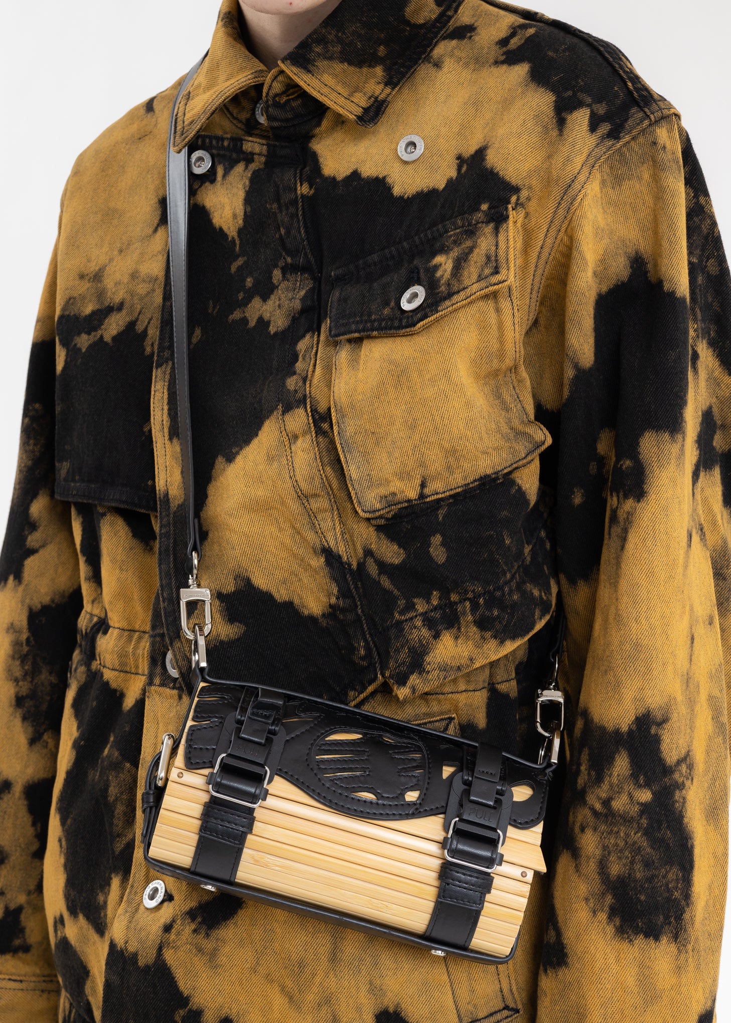 Black Panel Big Bamboo Bag - Image 4