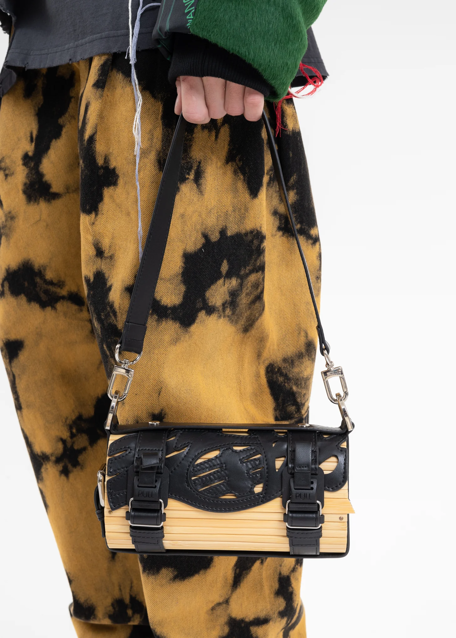 Black Panel Big Bamboo Bag - Image 2