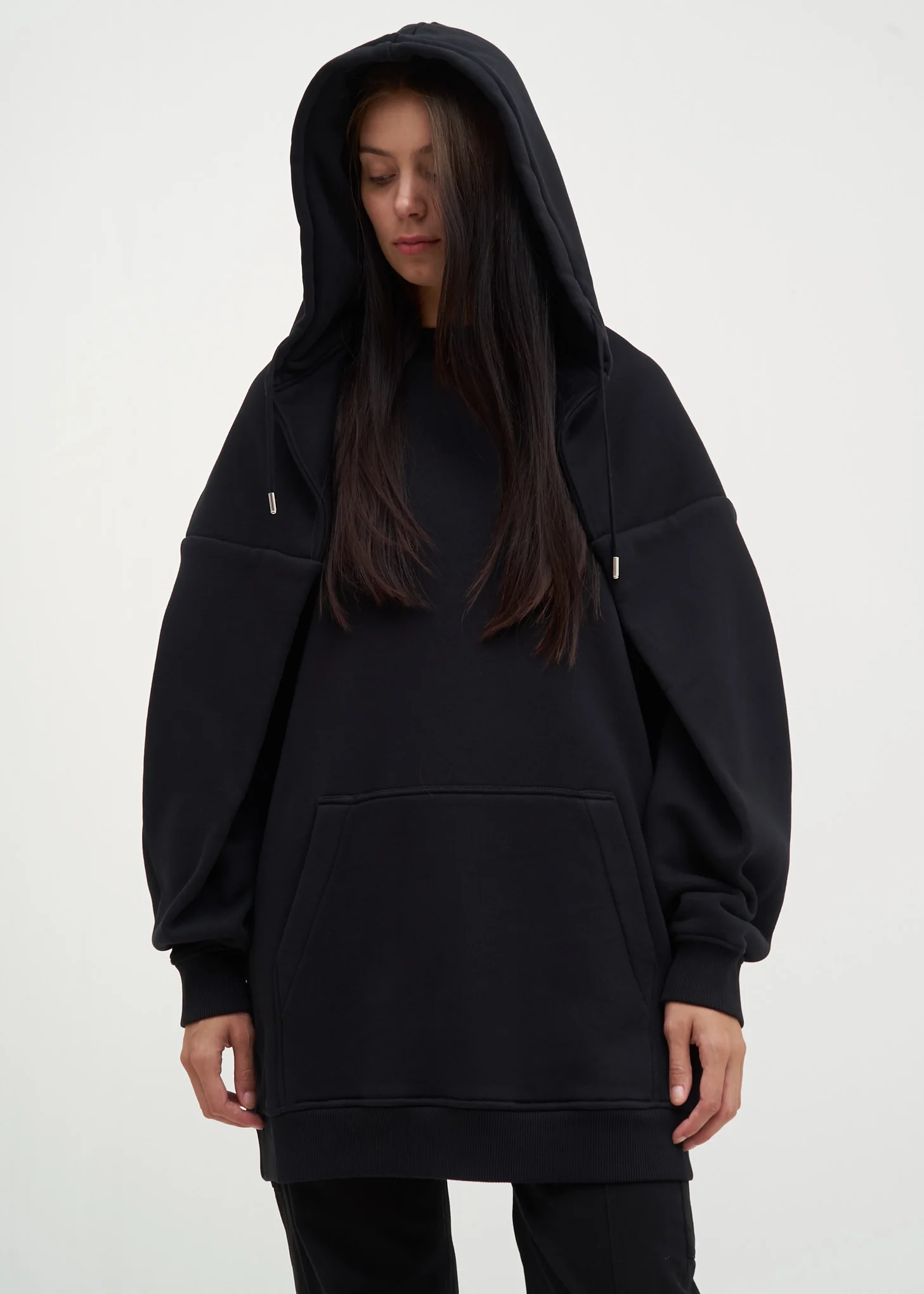 Black Paneled Hoodie - Image 2