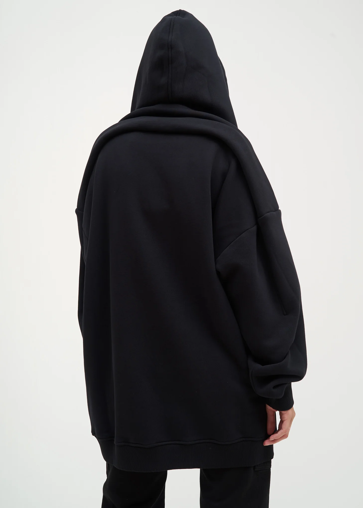 Black Paneled Hoodie - Image 4