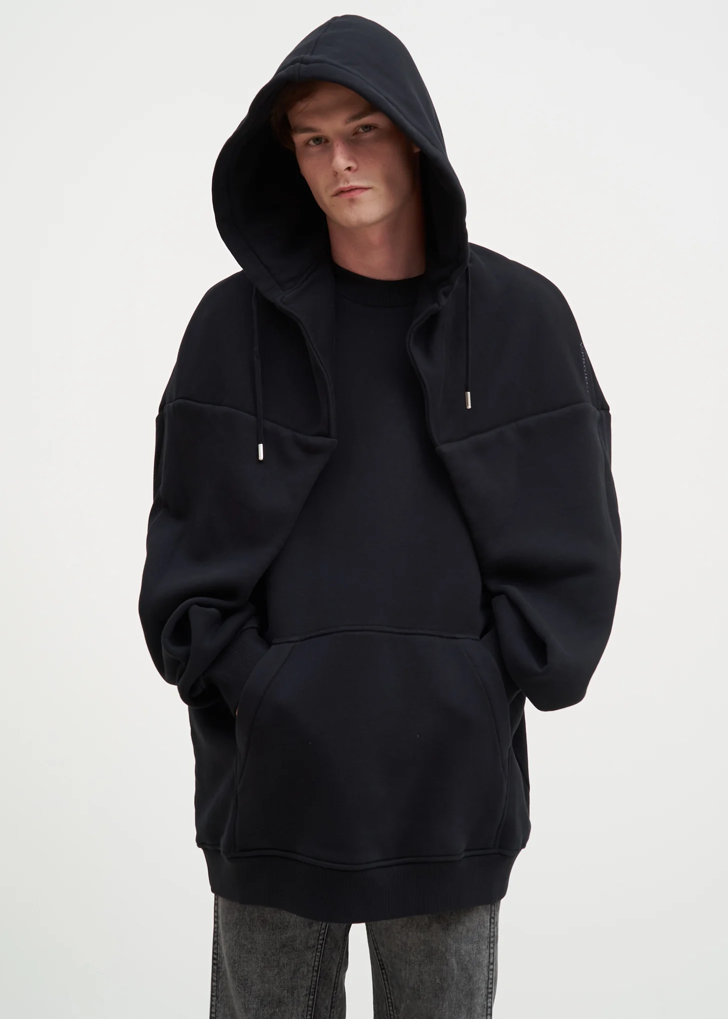 Black Paneled Hoodie - Image 3