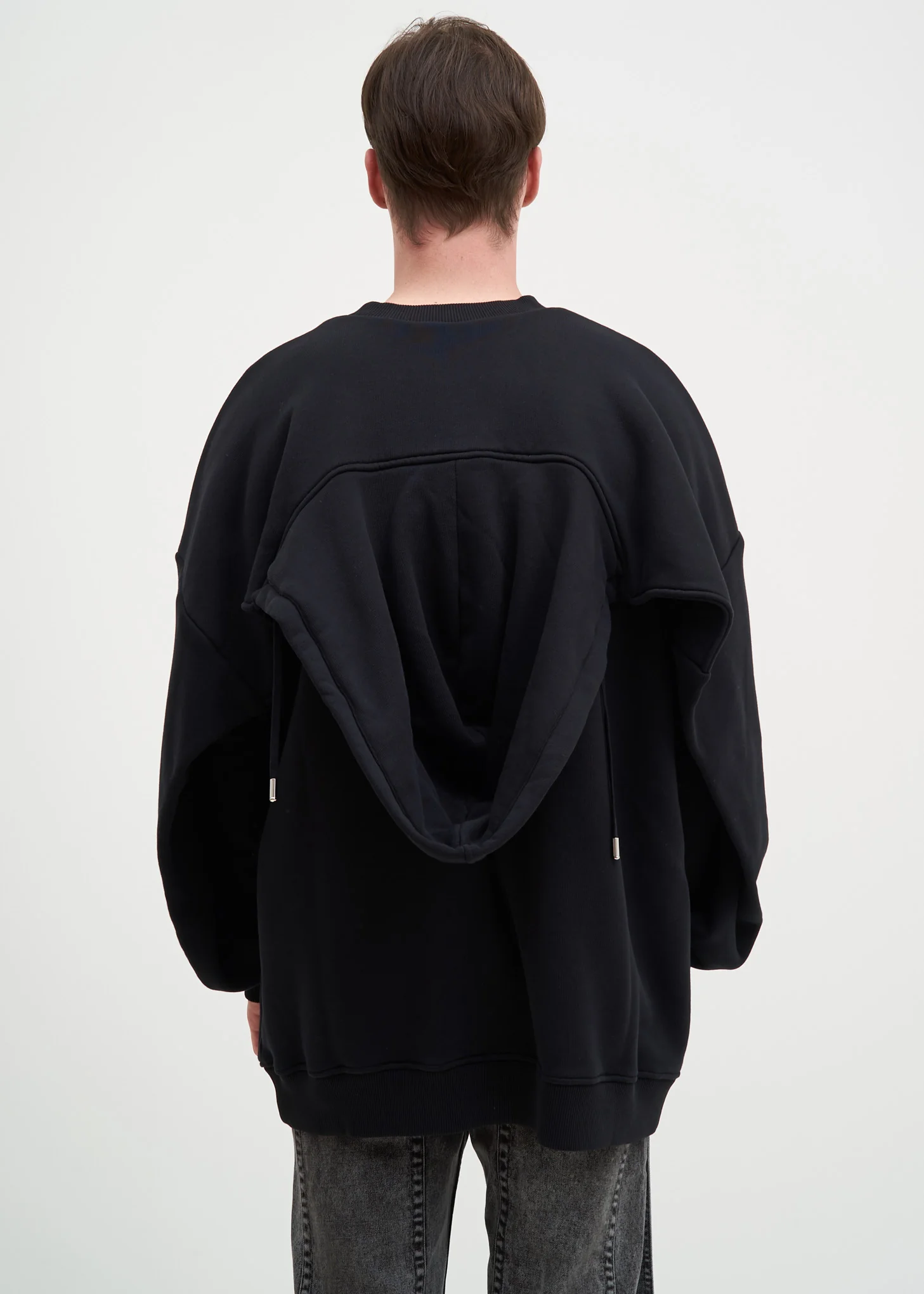Black Paneled Hoodie - Image 4