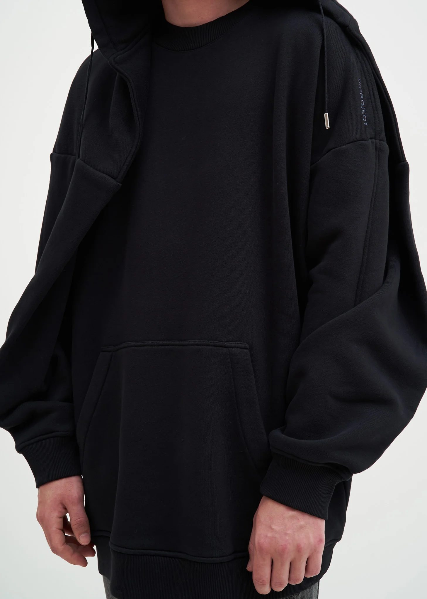 Black Paneled Hoodie - Image 6