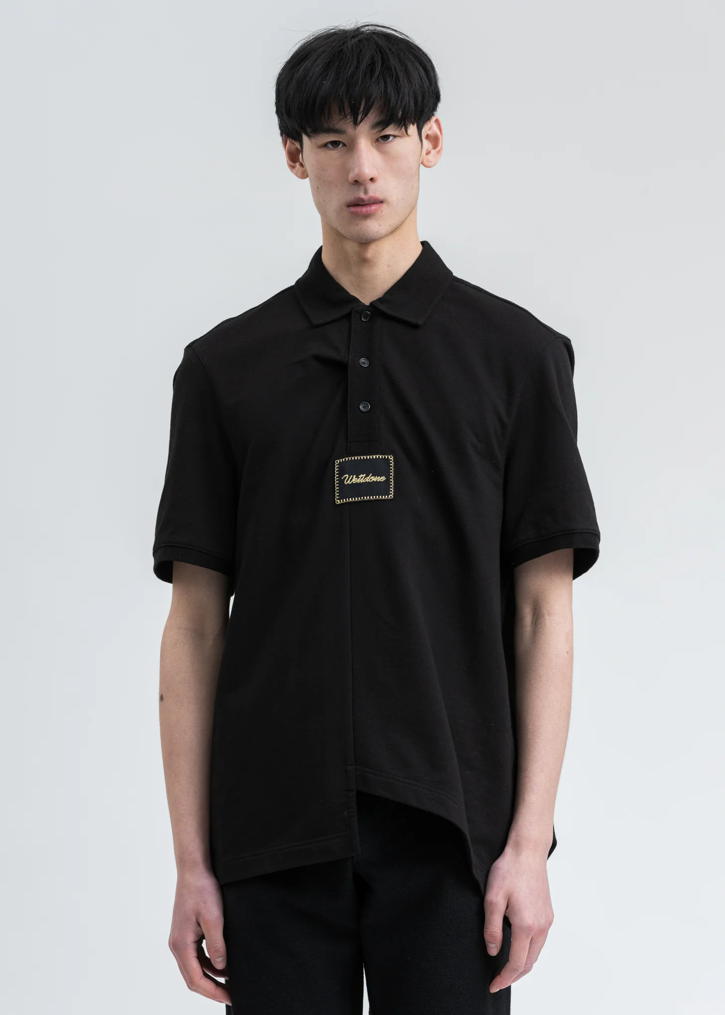 Black Paneled Oversized Polo
