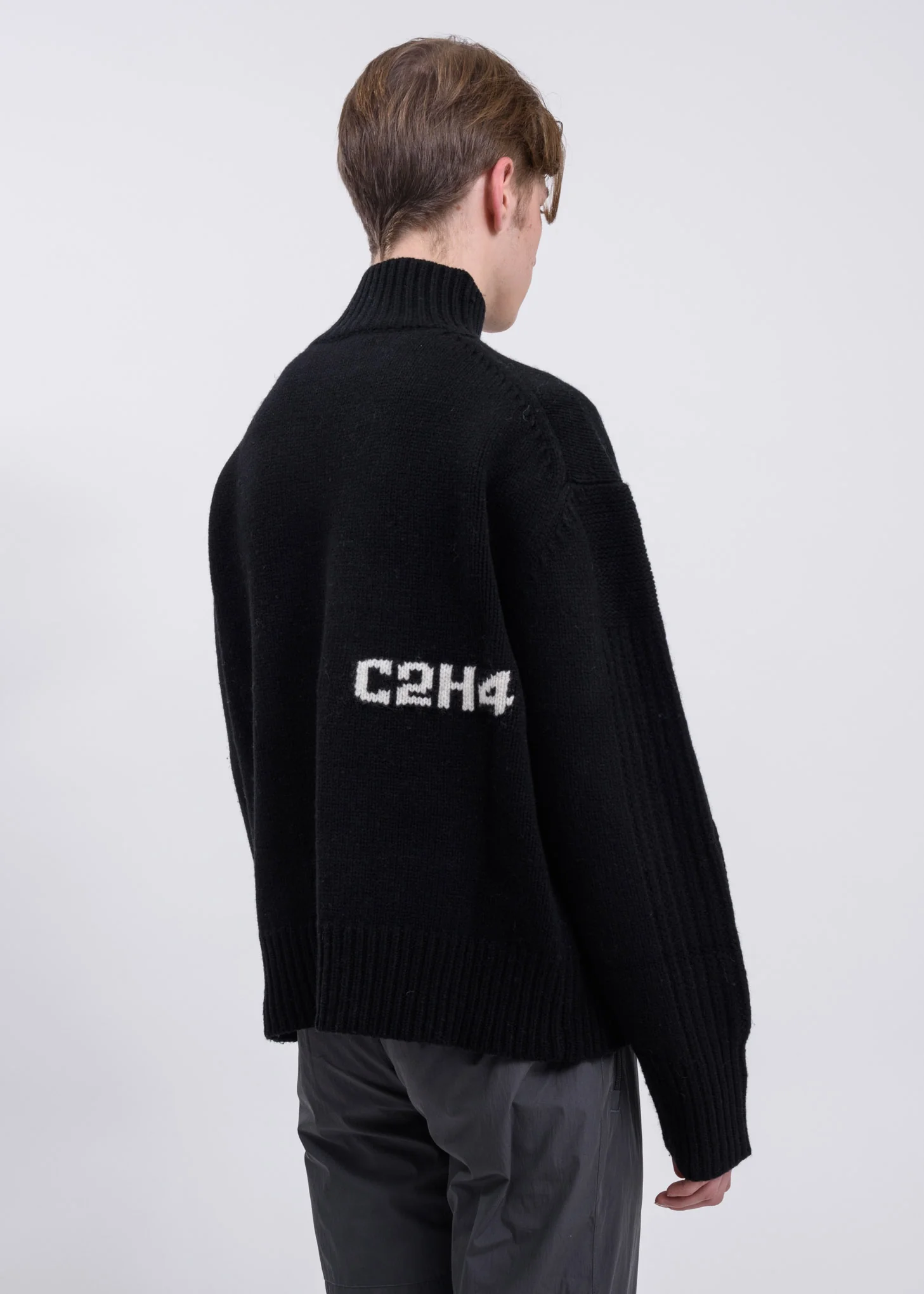 Black Panelled Turtleneck Sweater - Image 2