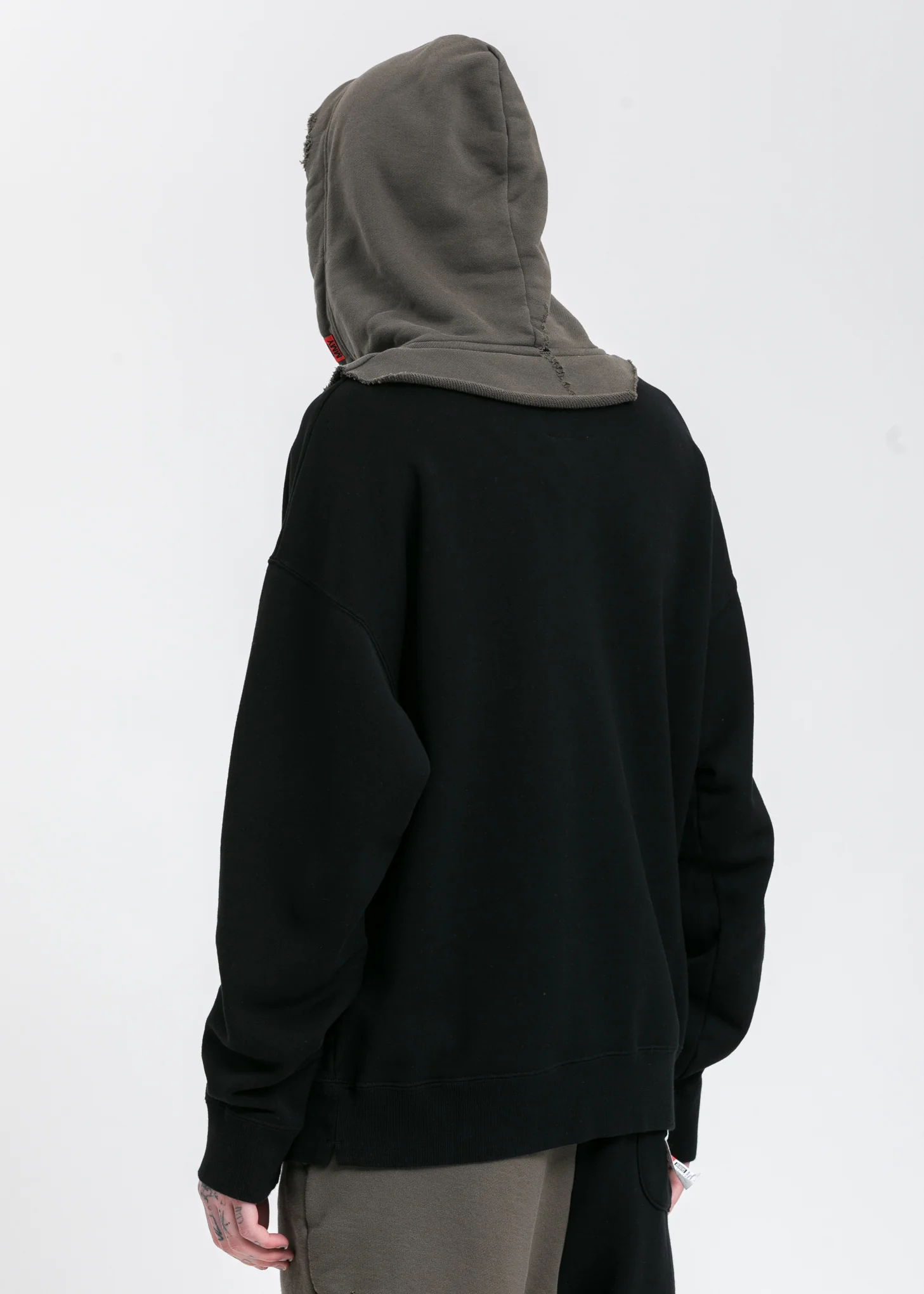 Black Partly Double Hoodie - Image 5