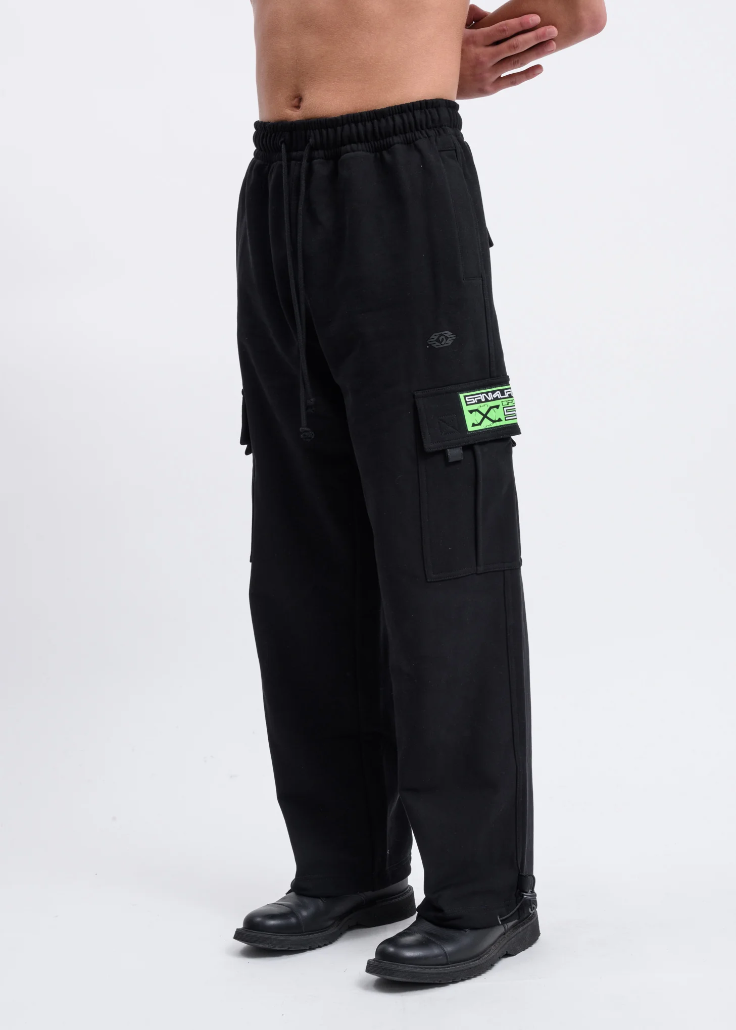 Black Patch Cargo Sweat Pants