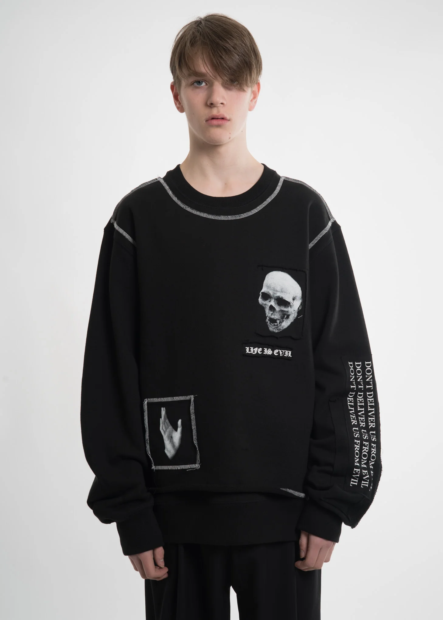 Black Patchwork Sweatshirt - Image 2