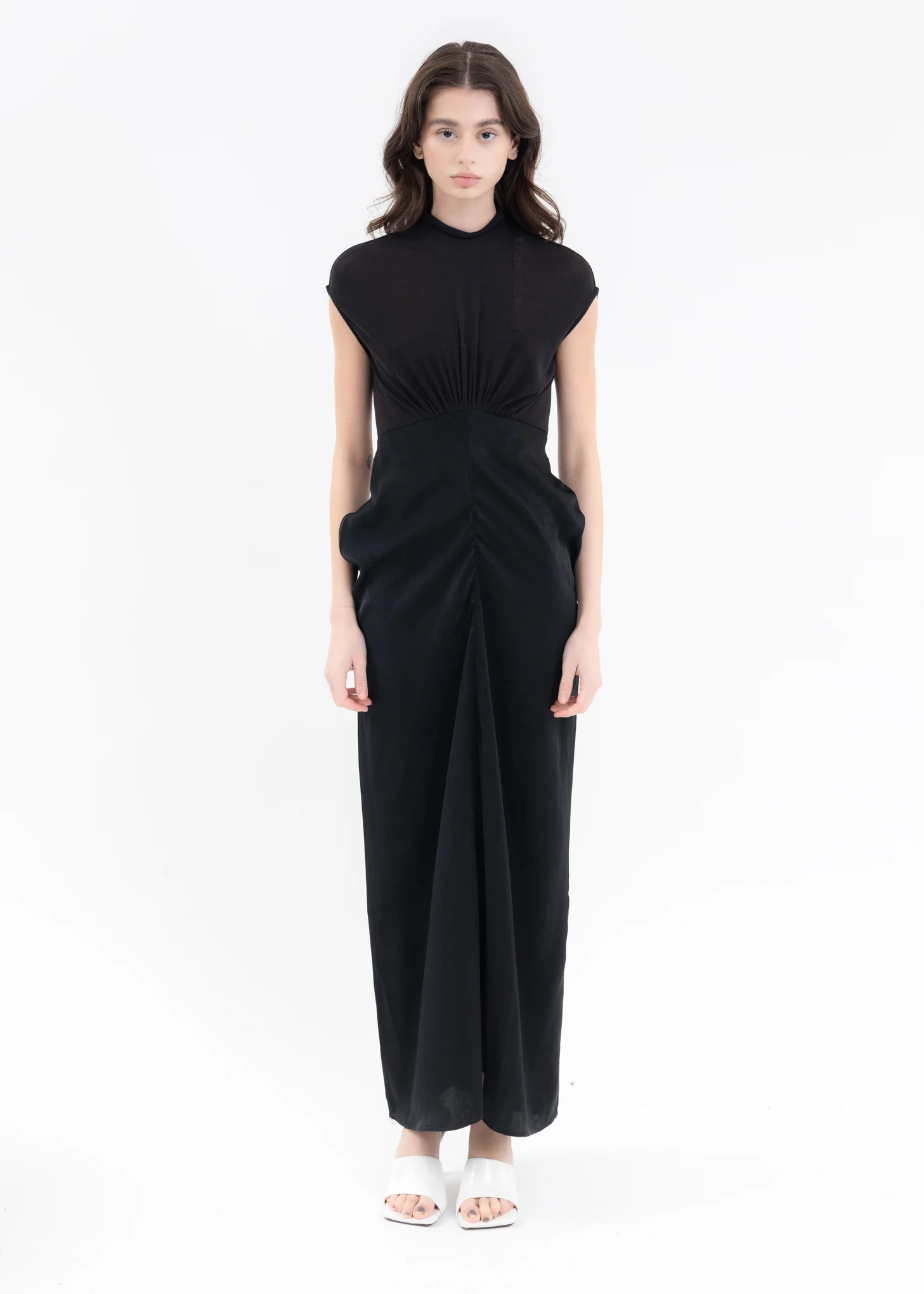 Black Patchwork Turtleneck Dress