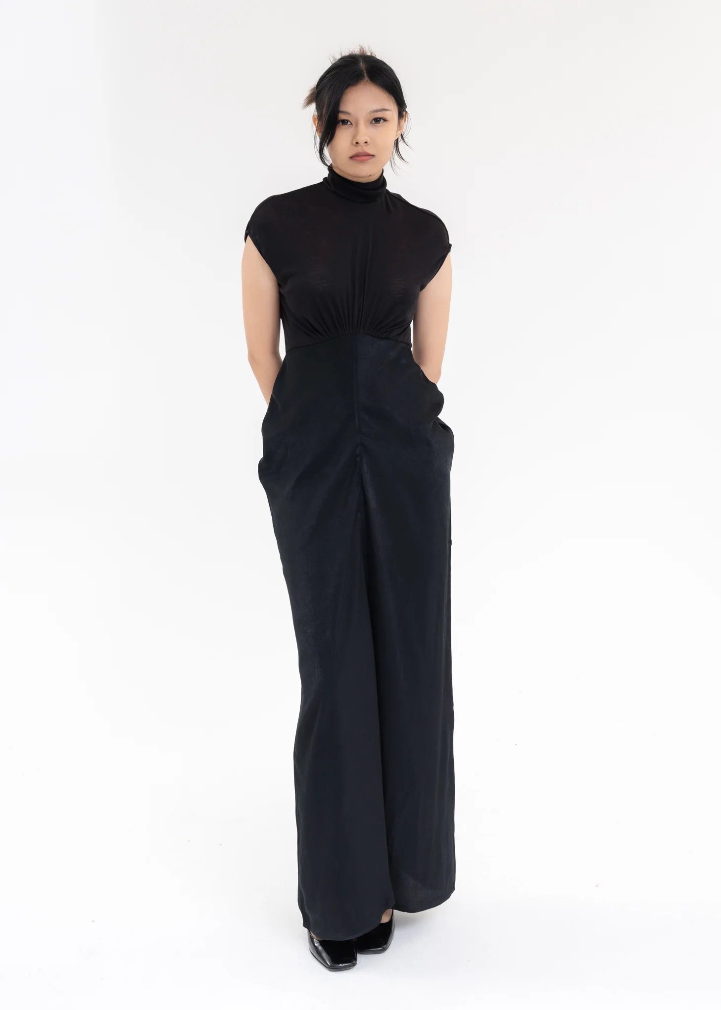 Black Patchwork Turtleneck Dress - Image 6