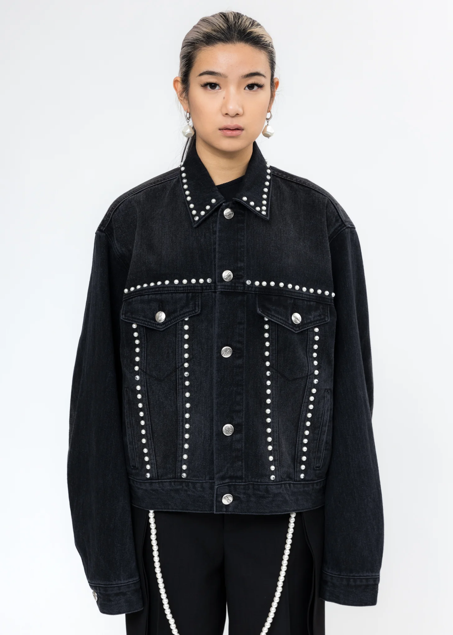 Black Pearl Lining Denim Jacket